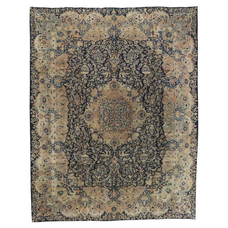 Antique Persian Kerman Rug with Vase Design For Sale at 1stDibs