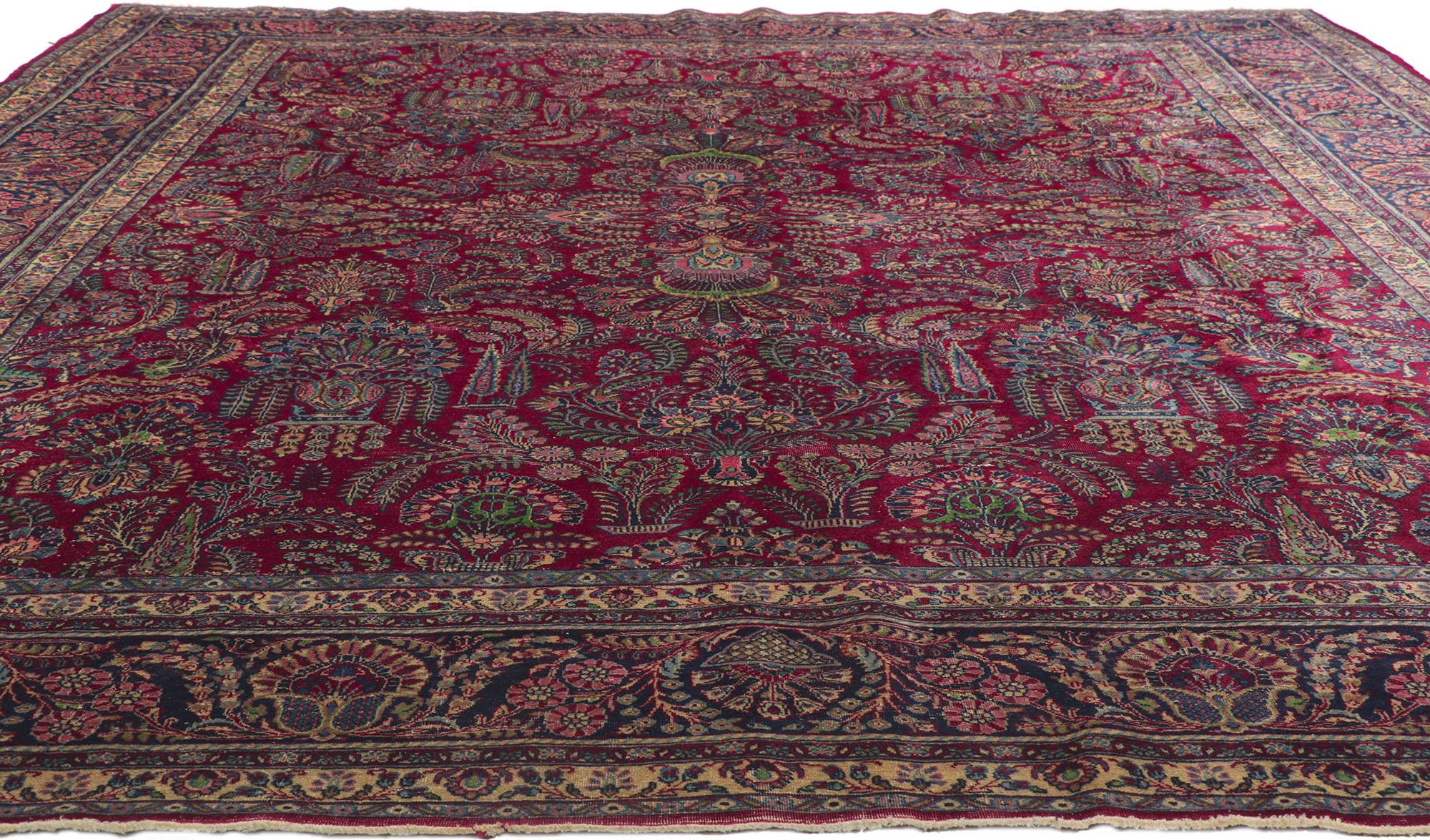 Kirman Antique Persian Kerman Rug, Stately Decadence Meets Refined Sophistication For Sale