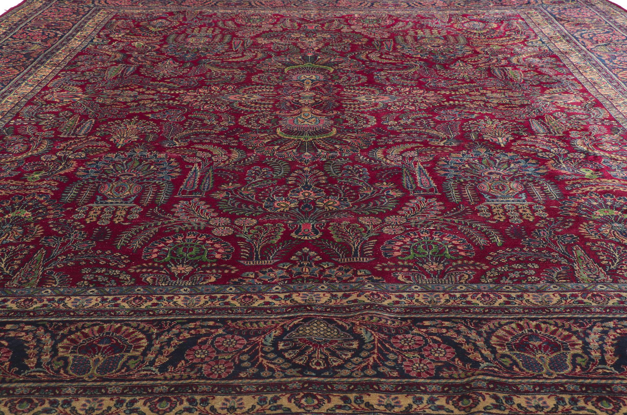 Hand-Knotted Antique Persian Kerman Rug, Stately Decadence Meets Refined Sophistication For Sale
