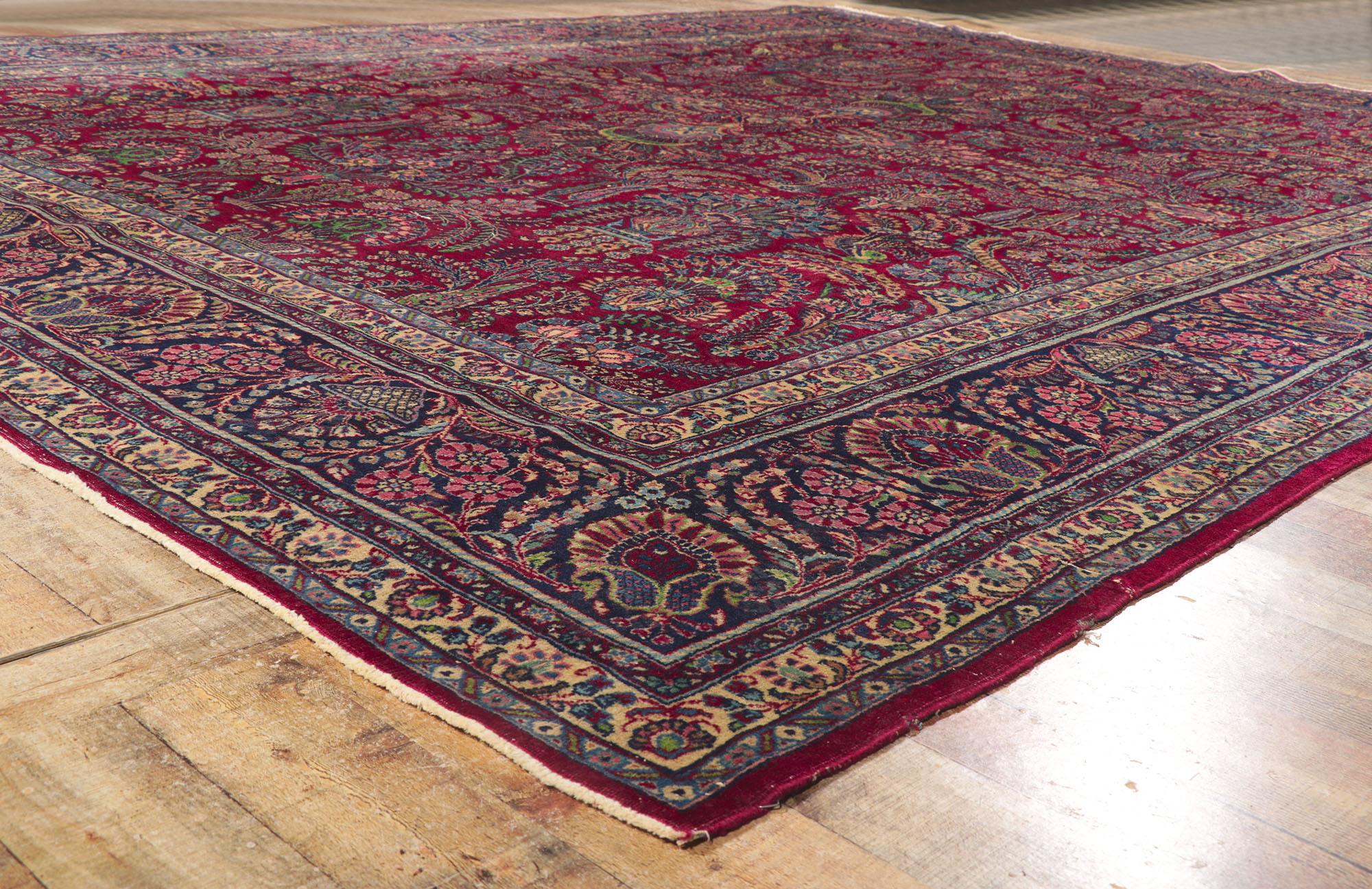 20th Century Antique Persian Kerman Rug, Stately Decadence Meets Refined Sophistication For Sale