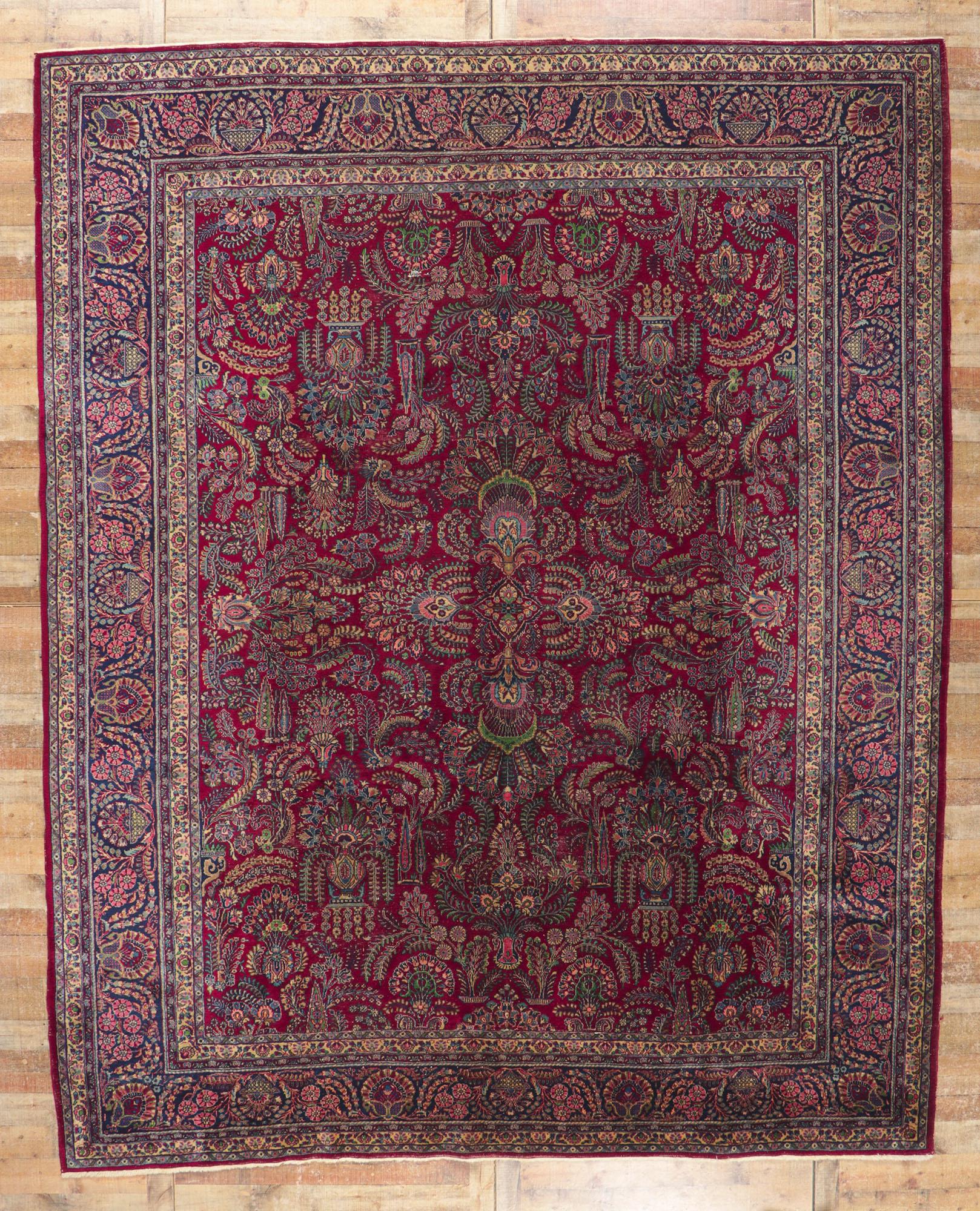 Antique Persian Kerman Rug, Stately Decadence Meets Refined Sophistication For Sale 1