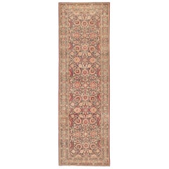 Tapis de couloir persan ancien Kerman. 4 pieds 8 pouces x 15 pieds 4 pouces
