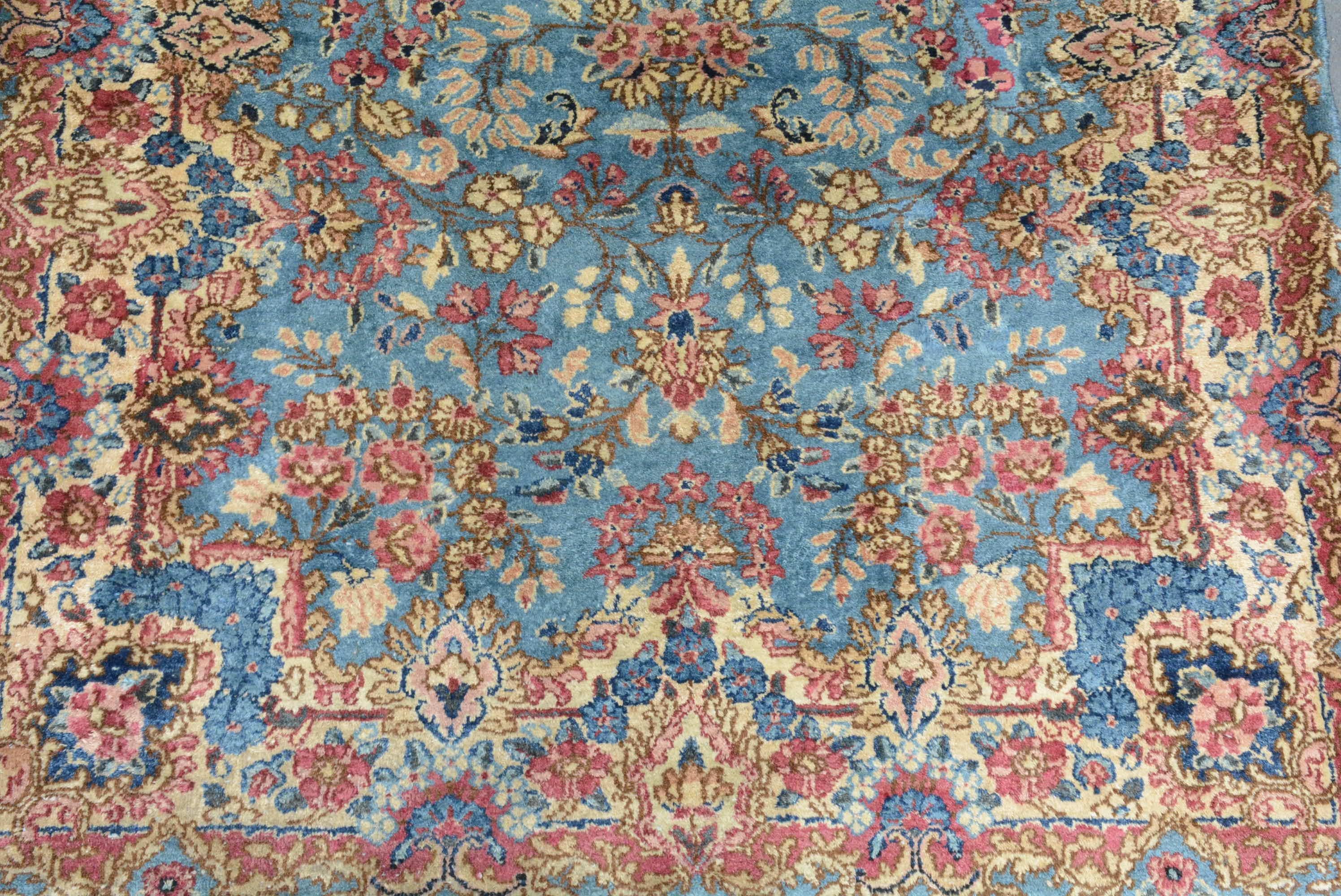 The city and province of Kerman is geographically isolated in the great desert of southern Persia. An industry of both shawl and carpet production has flourished there since the Safavid Dynasty of the sixteenth century. Carpets produced here, once