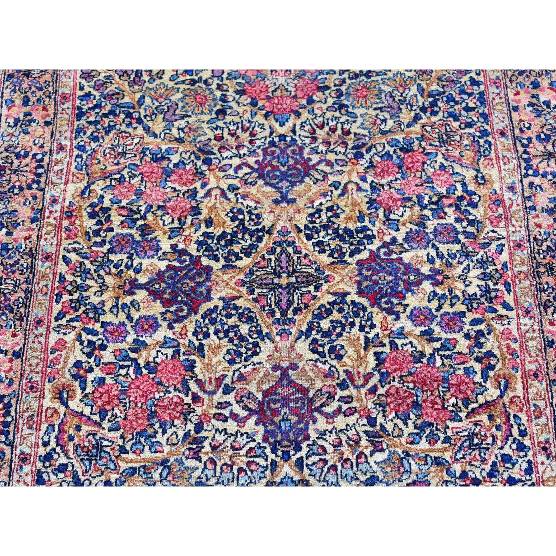 Medieval Antique Persian Kerman Runner Good Condition Multicolor Flower and Vase Design For Sale