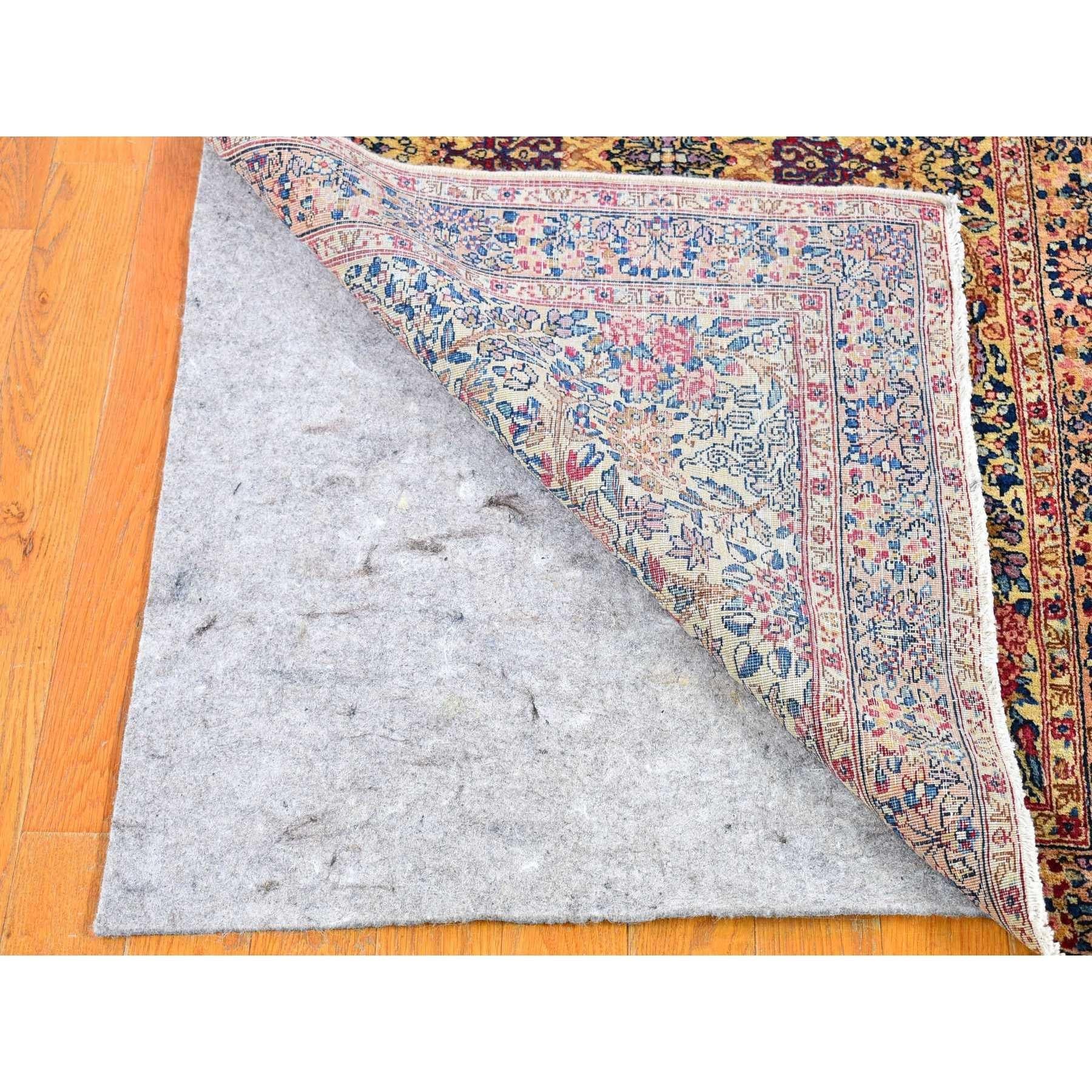 Antique Persian Kerman Runner Good Condition Multicolor Flower and Vase Design In Good Condition For Sale In Carlstadt, NJ