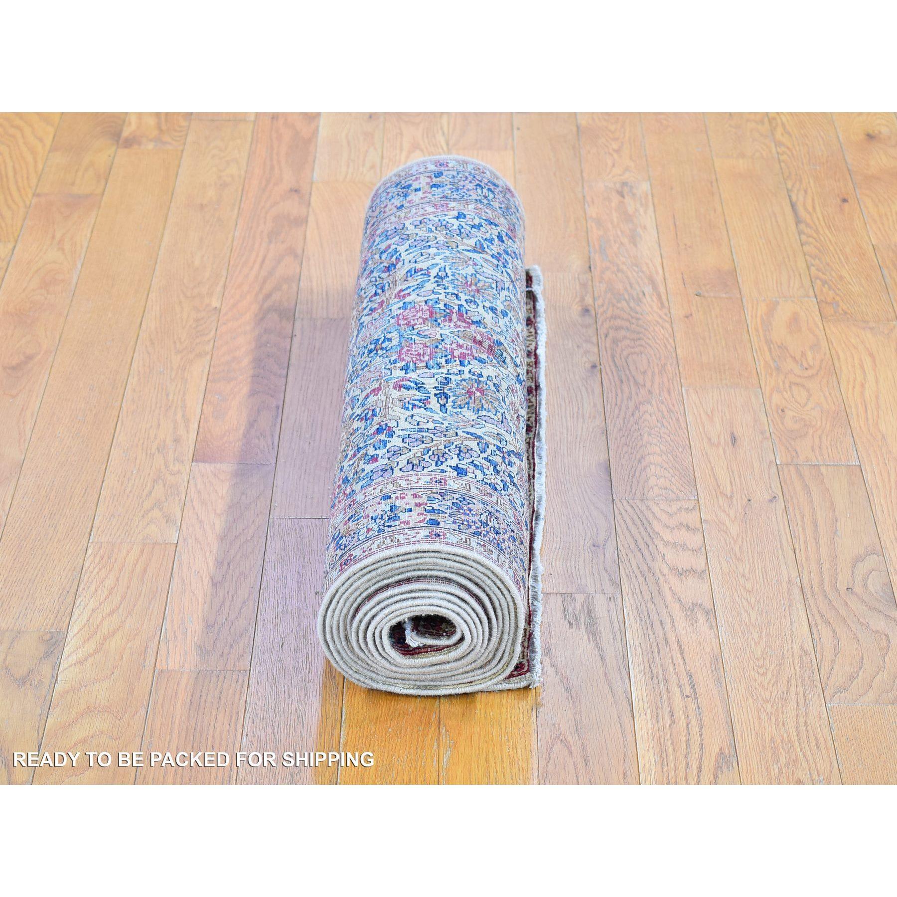 Early 20th Century Antique Persian Kerman Runner Good Condition Multicolor Flower and Vase Design For Sale