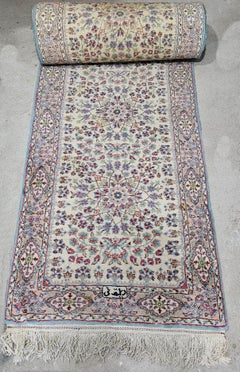 Antique Persian Kerman Runner Rug. Size: 241.5 inches x 32.5 inches.