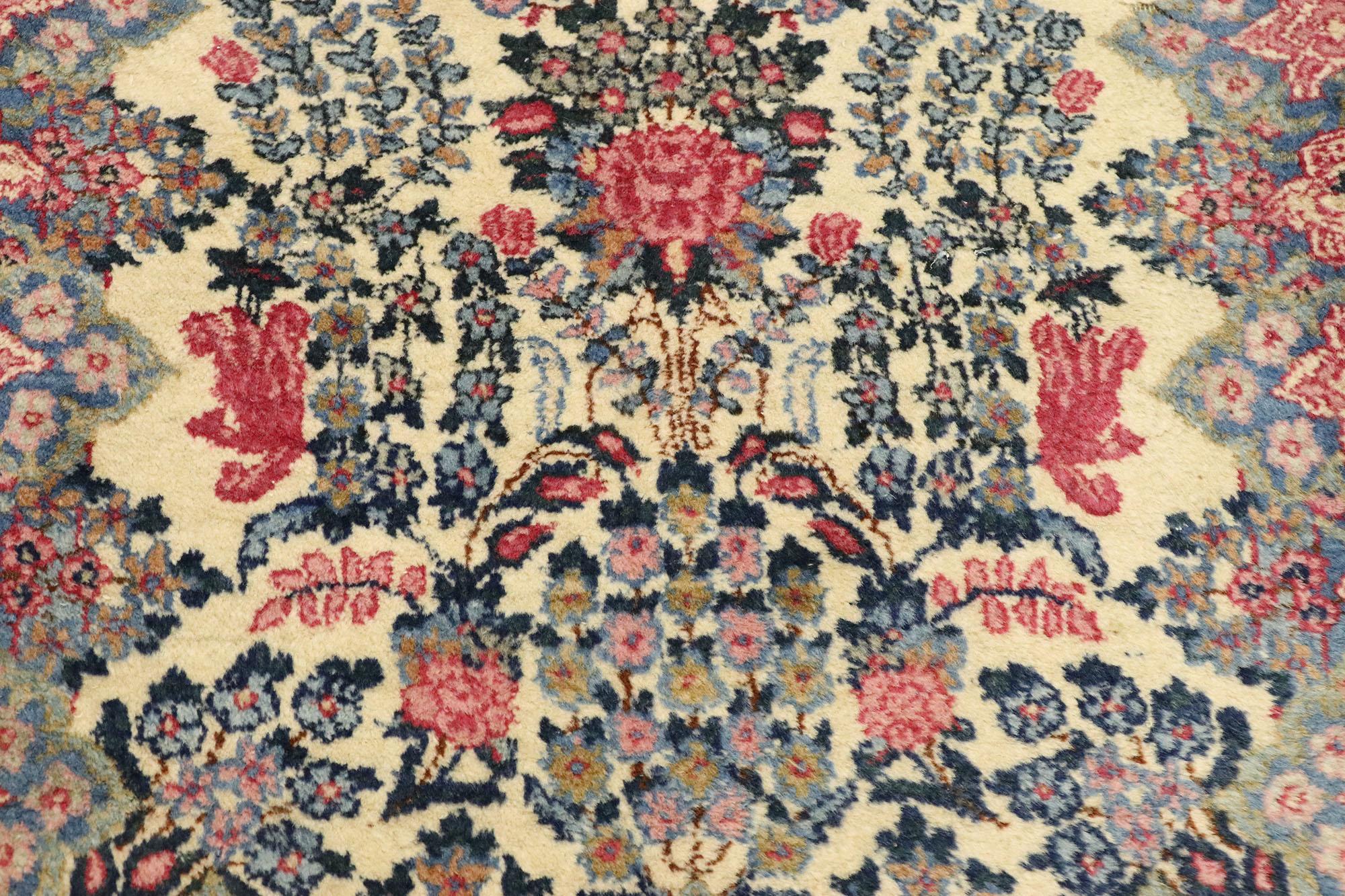 Hand-Knotted Antique Persian Kerman Scatter Rug with Traditional French Rococo Style