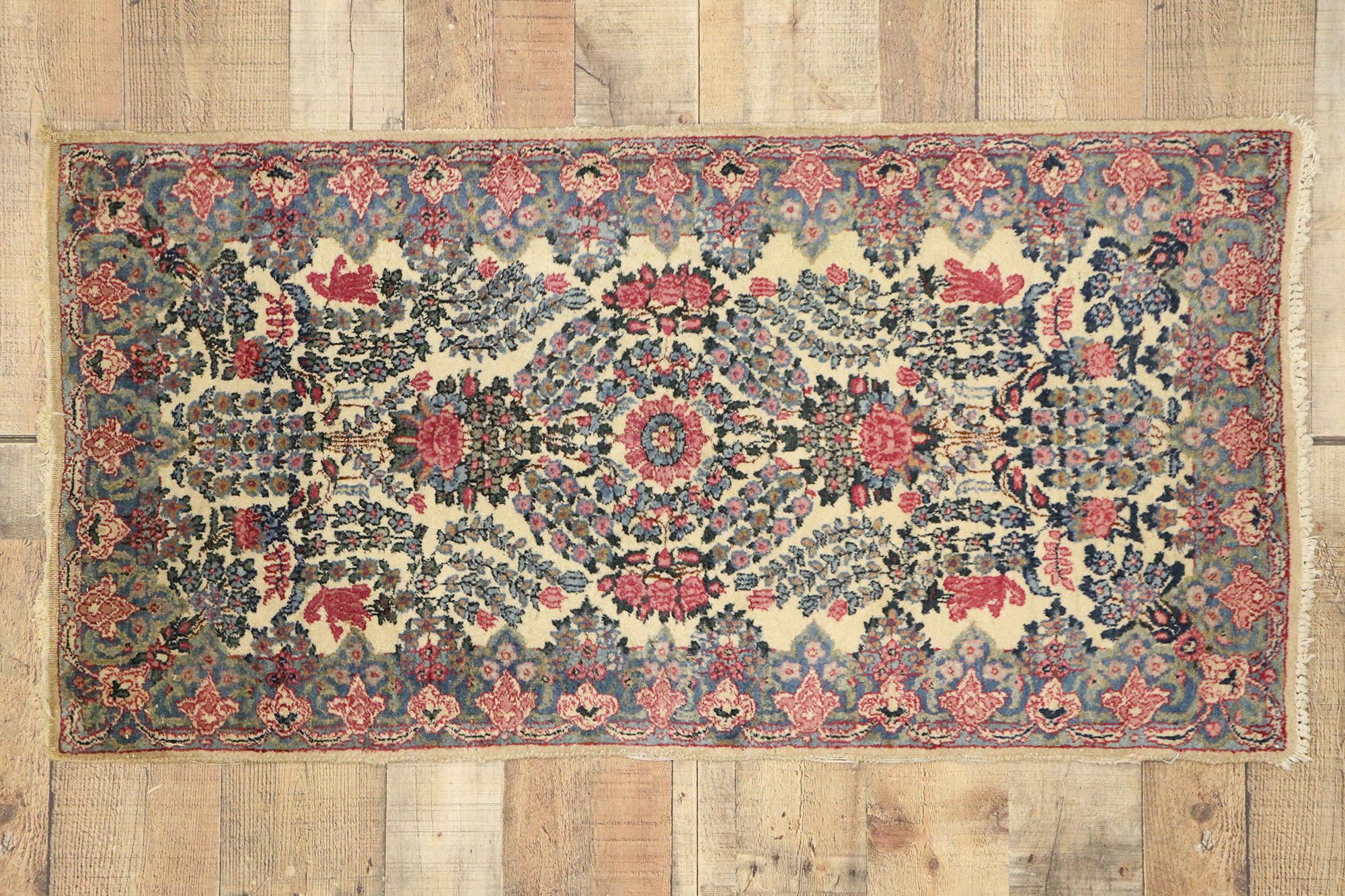 Antique Persian Kerman Scatter Rug with Traditional French Rococo Style 1