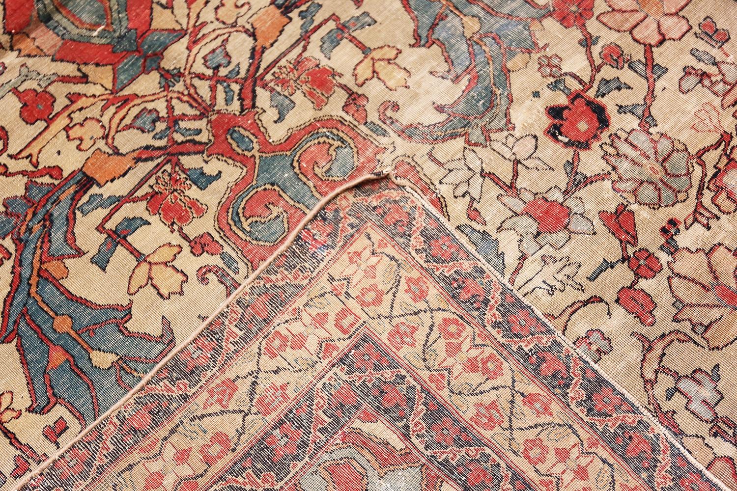 Wool Antique Persian Kerman Shabby Chic 19th Century Rug 4' x 6'7