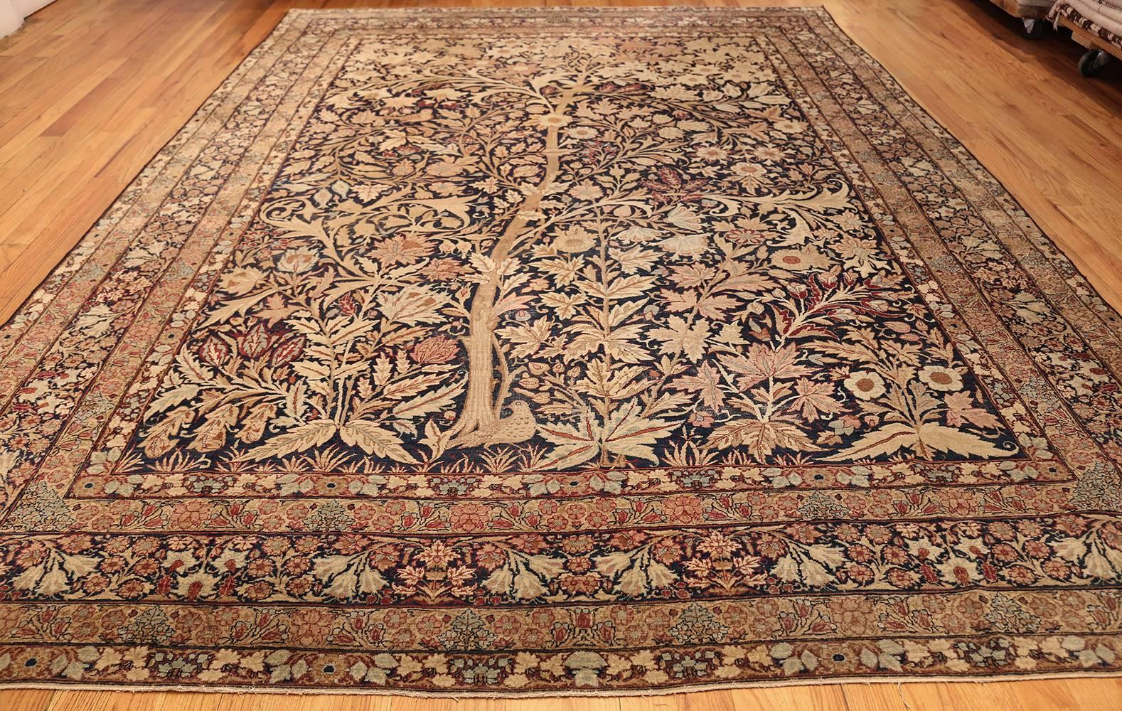 Wool Antique Persian Kerman Tree of Life Design Rug. Size: 8 ft 8 in x 12 ft 3 in