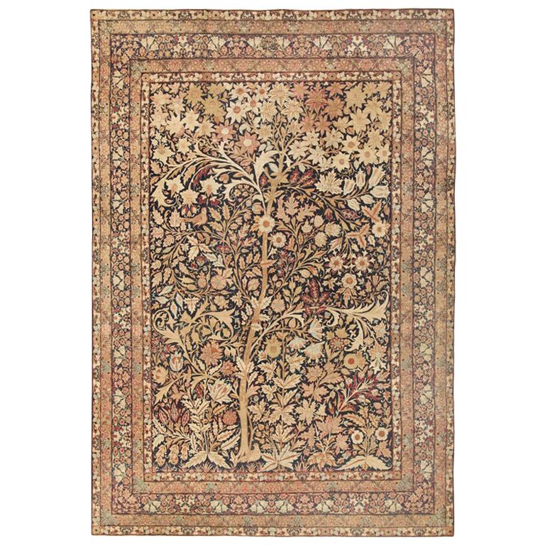 Antique Persian Kerman Tree of Life Design Rug. Size 8 ft 8 in x 12 ft