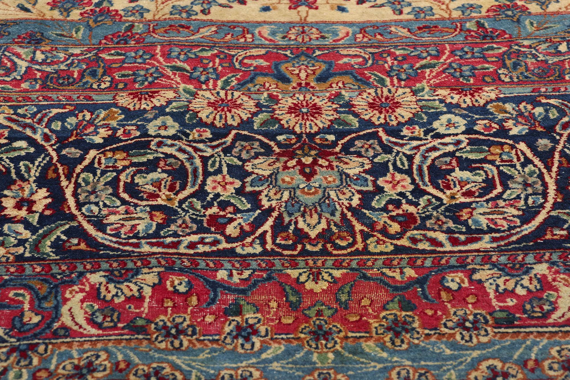 Hand-Knotted Antique Persian Kerman Vase Carpet For Sale
