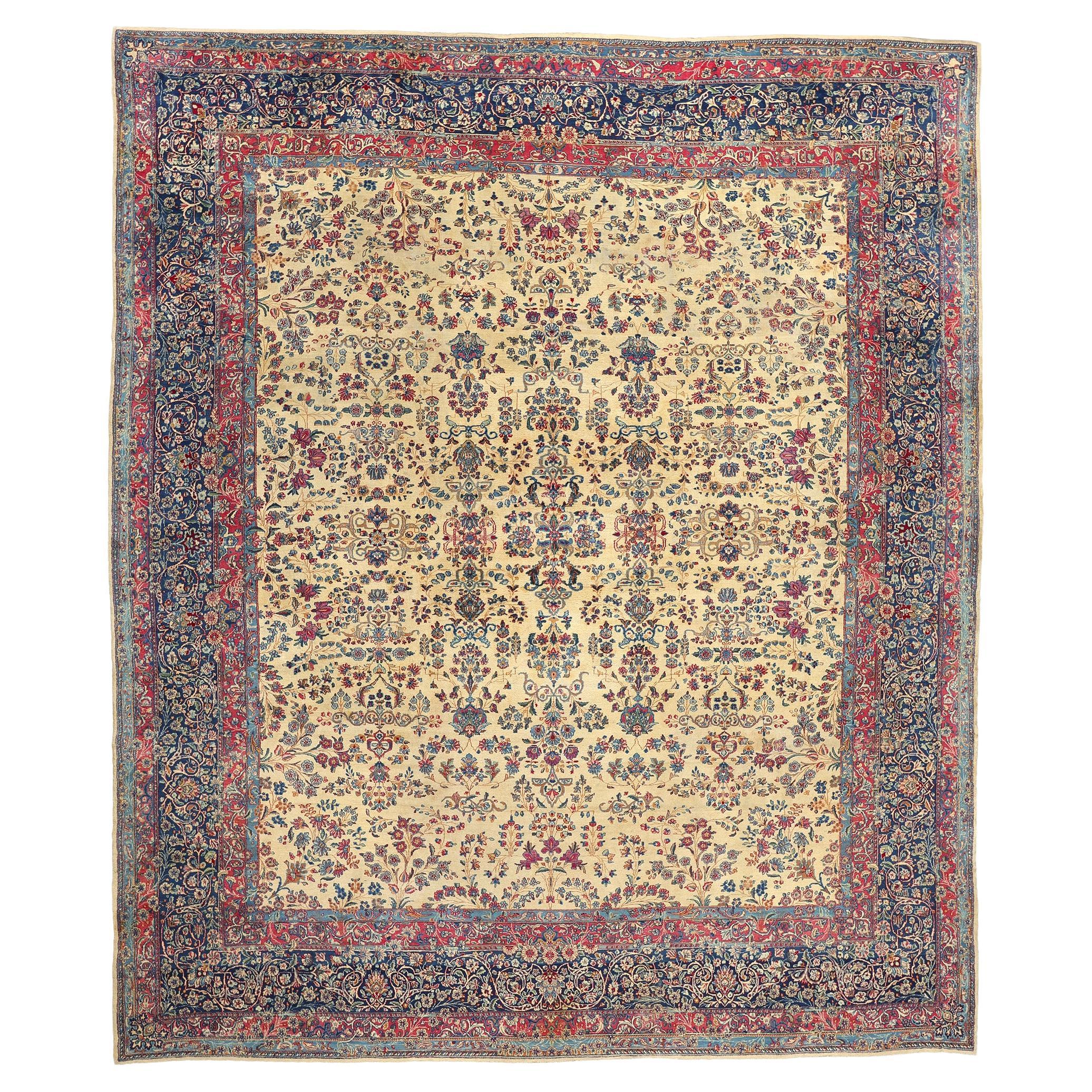 Antique Persian Kerman Vase Carpet For Sale