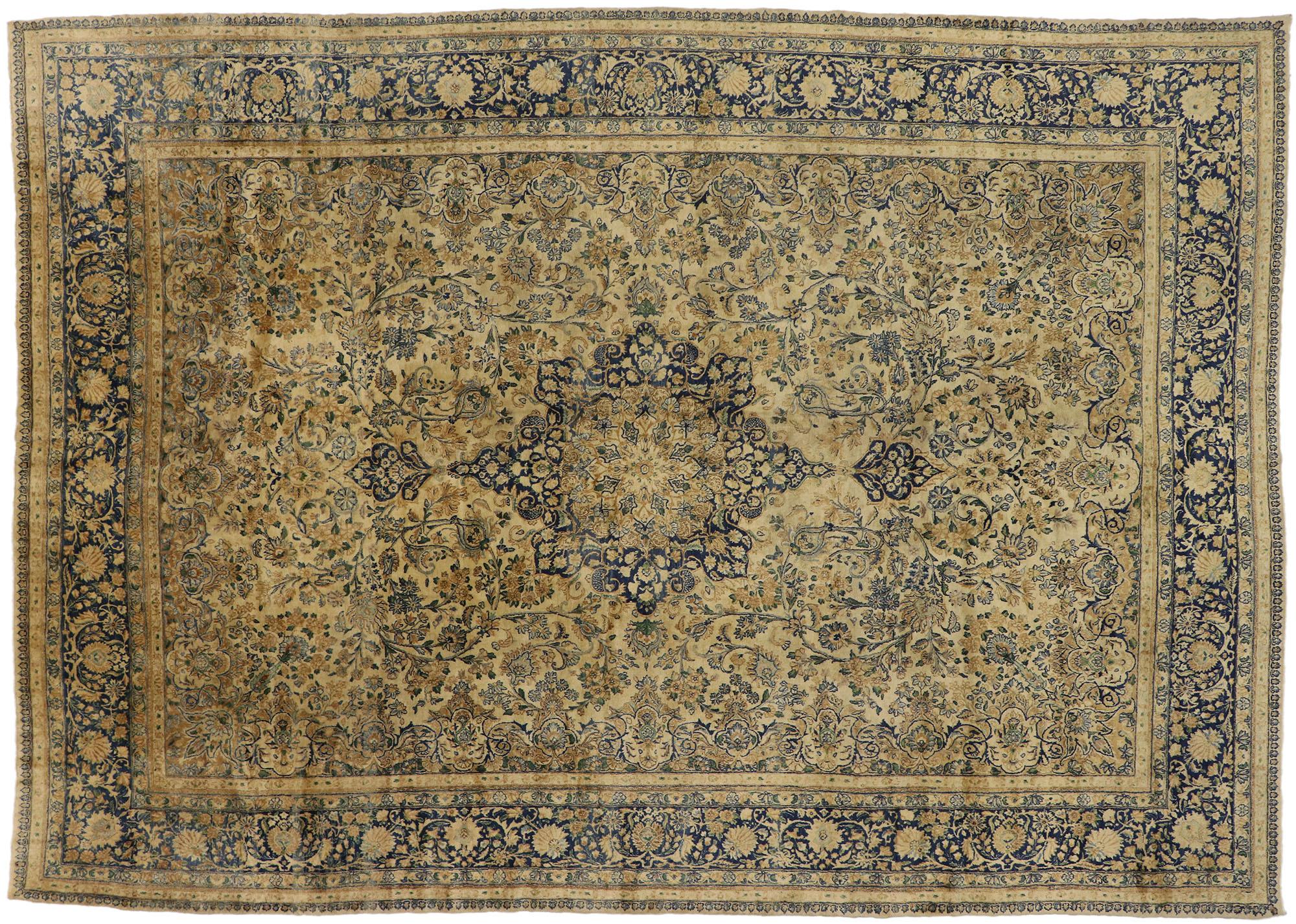 Hollywood Regency Antique Persian Kerman Rug, 10'00 X 14'01 For Sale