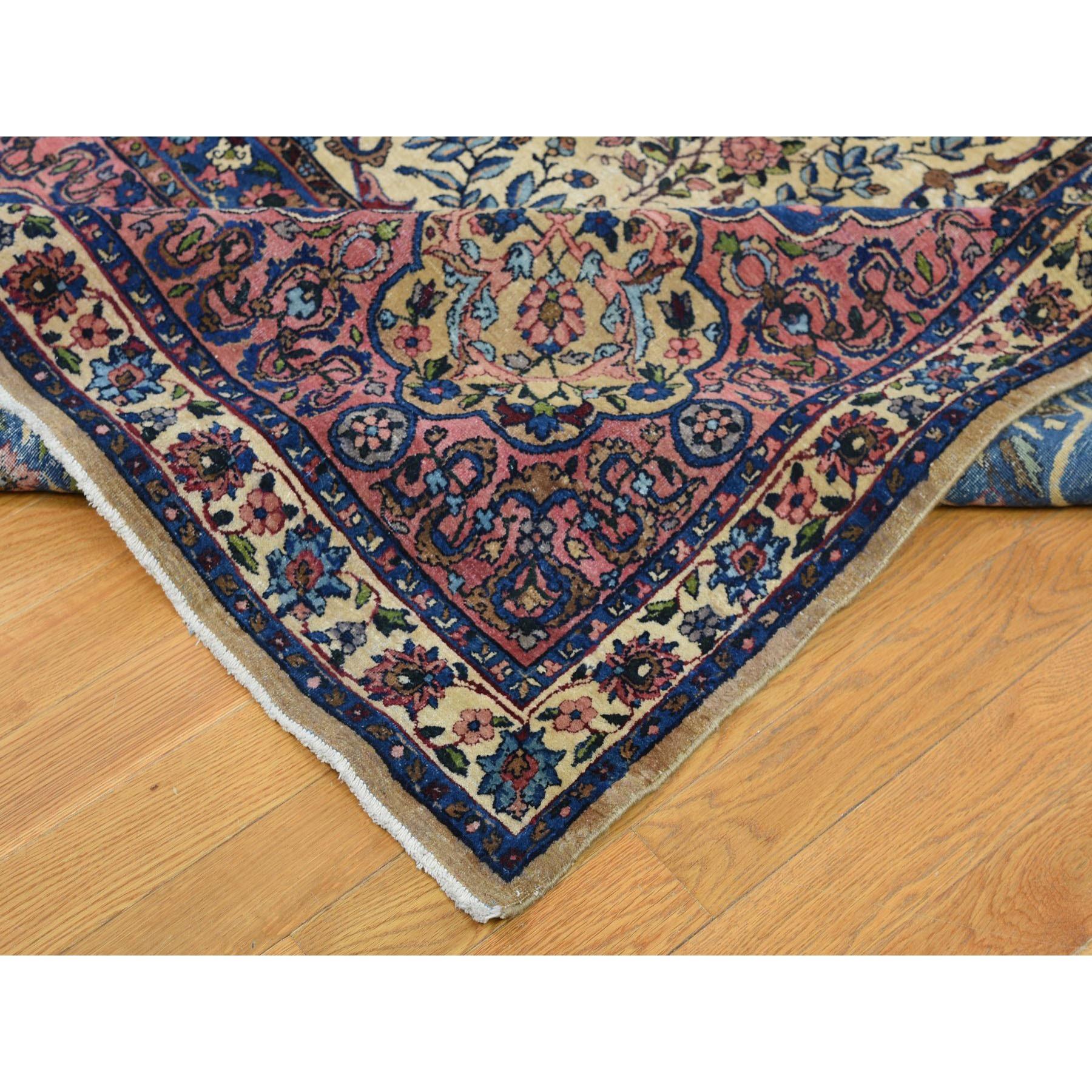 Wool Antique Persian Kerman with Poetry and Animals Oversize Oriental Rug For Sale