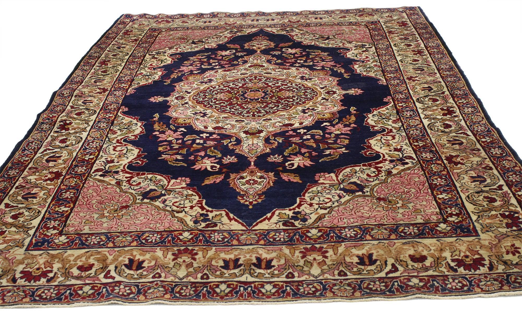 Tabriz Antique Persian Kermanshah Accent Rug with Traditional Style For Sale