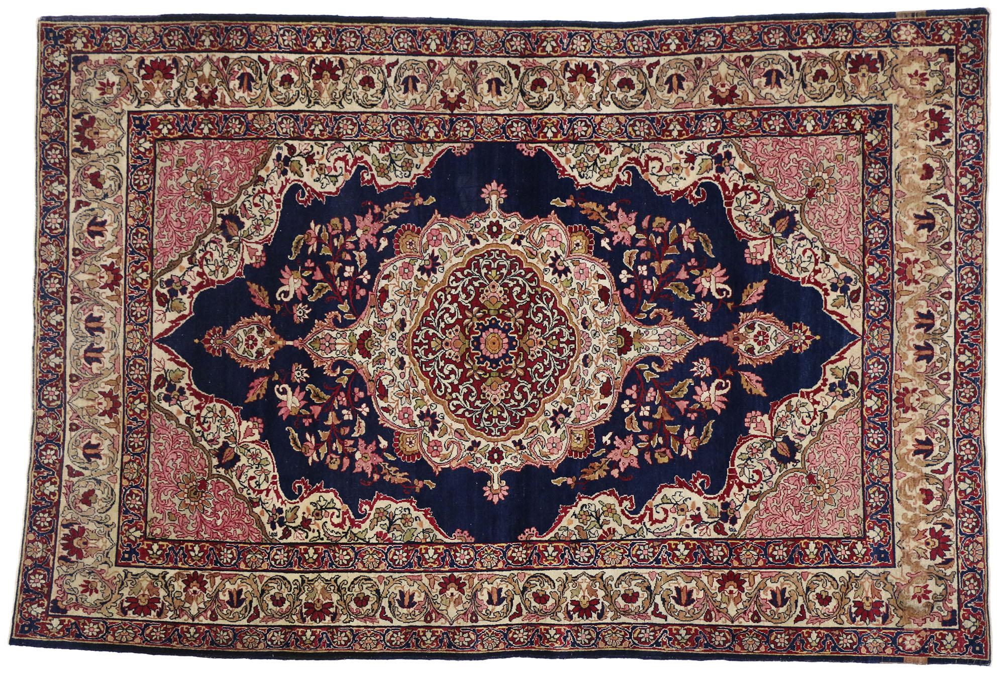 Hand-Knotted Antique Persian Kermanshah Accent Rug with Traditional Style For Sale