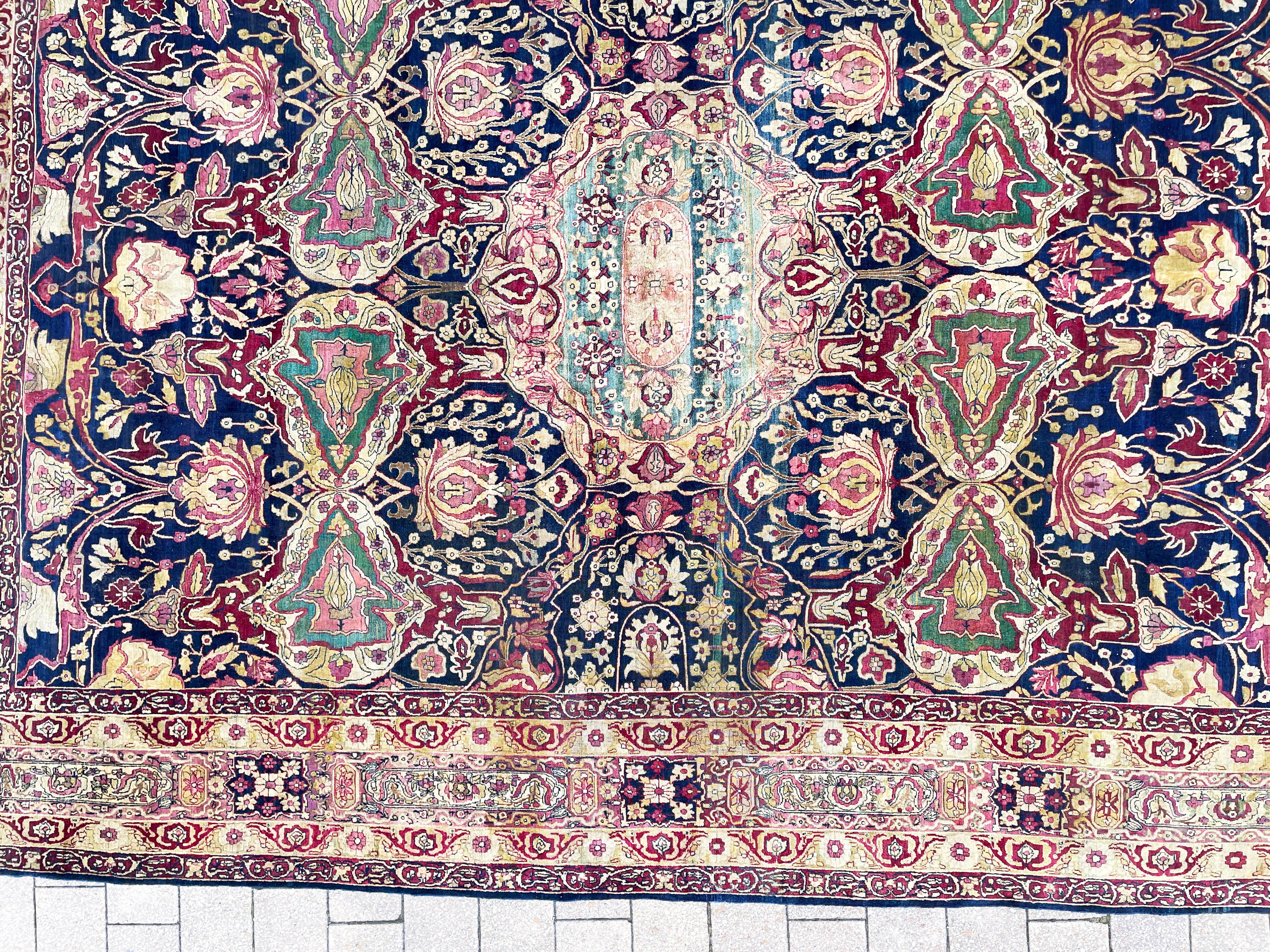 Kirman Antique Persian Kermanshah/Laver Carpet, c-1880's, A sign rug  For Sale