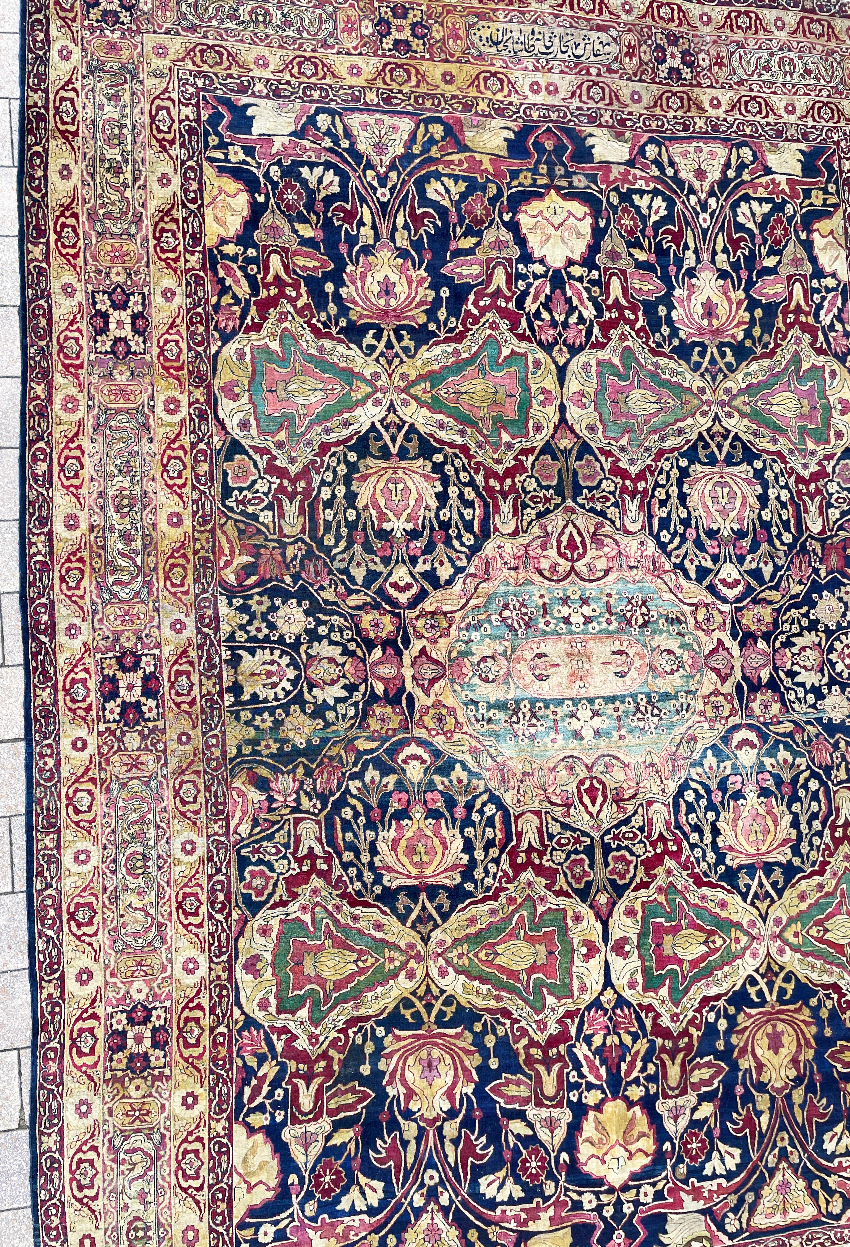 Hand-Knotted Antique Persian Kermanshah/Laver Carpet, c-1880's, A sign rug  For Sale