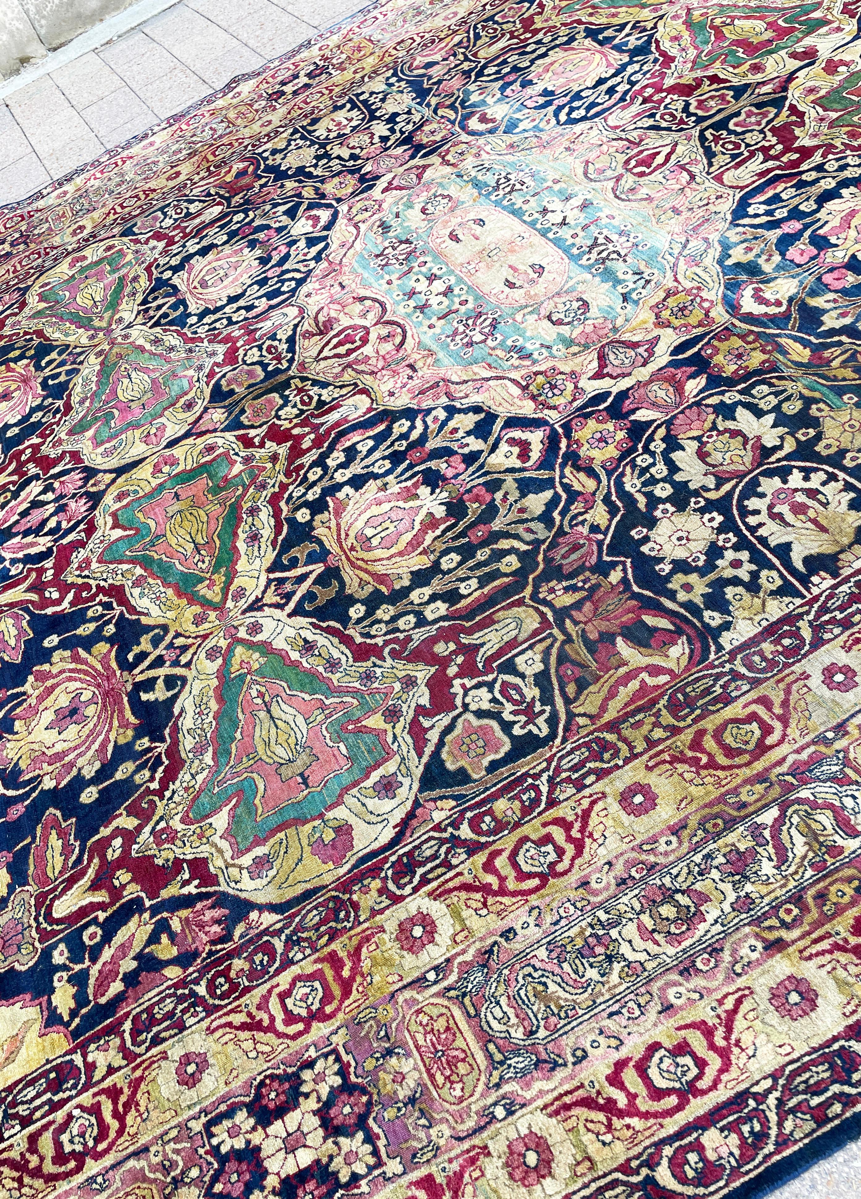 Wool Antique Persian Kermanshah/Laver Carpet, c-1880's, A sign rug  For Sale