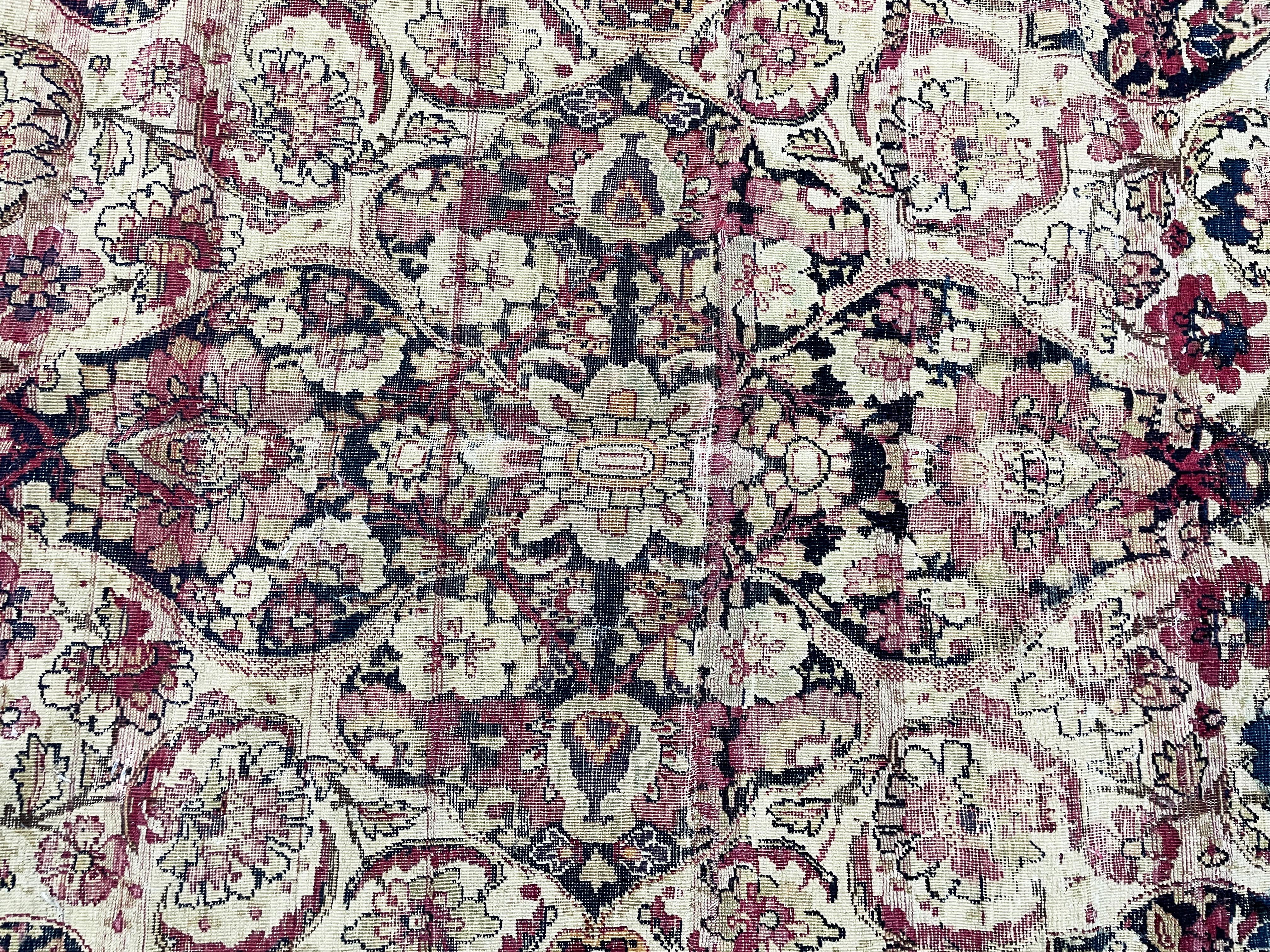 Hand-Knotted Antique Persian Kermanshah/Laver Carpet, c-1880's, Extremally Fine  For Sale