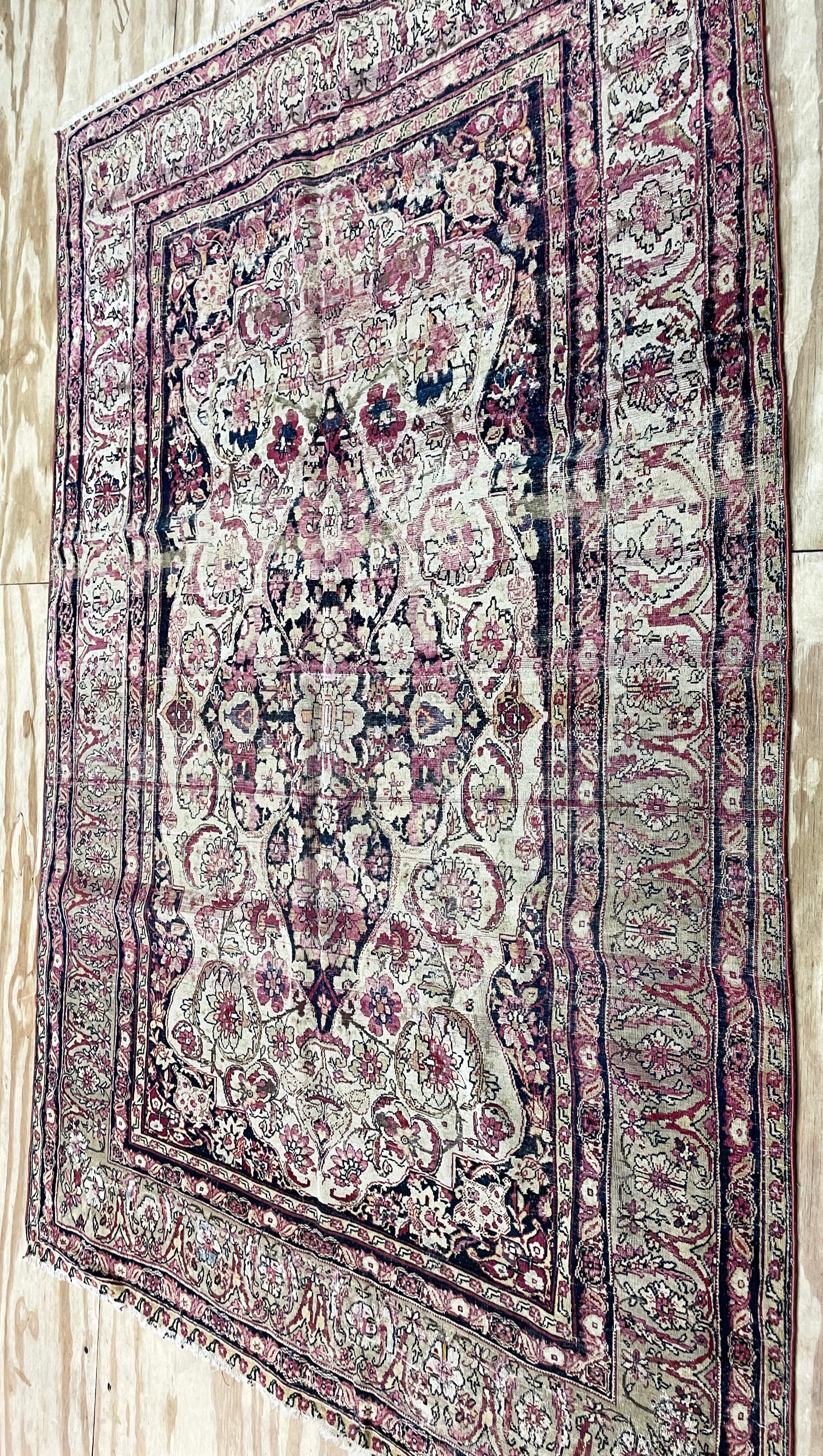 Antiker persischer Kermanshah/Laver-Teppich aus Persien, ca. 1880er Jahre, extrem fein  (19. Jahrhundert) im Angebot