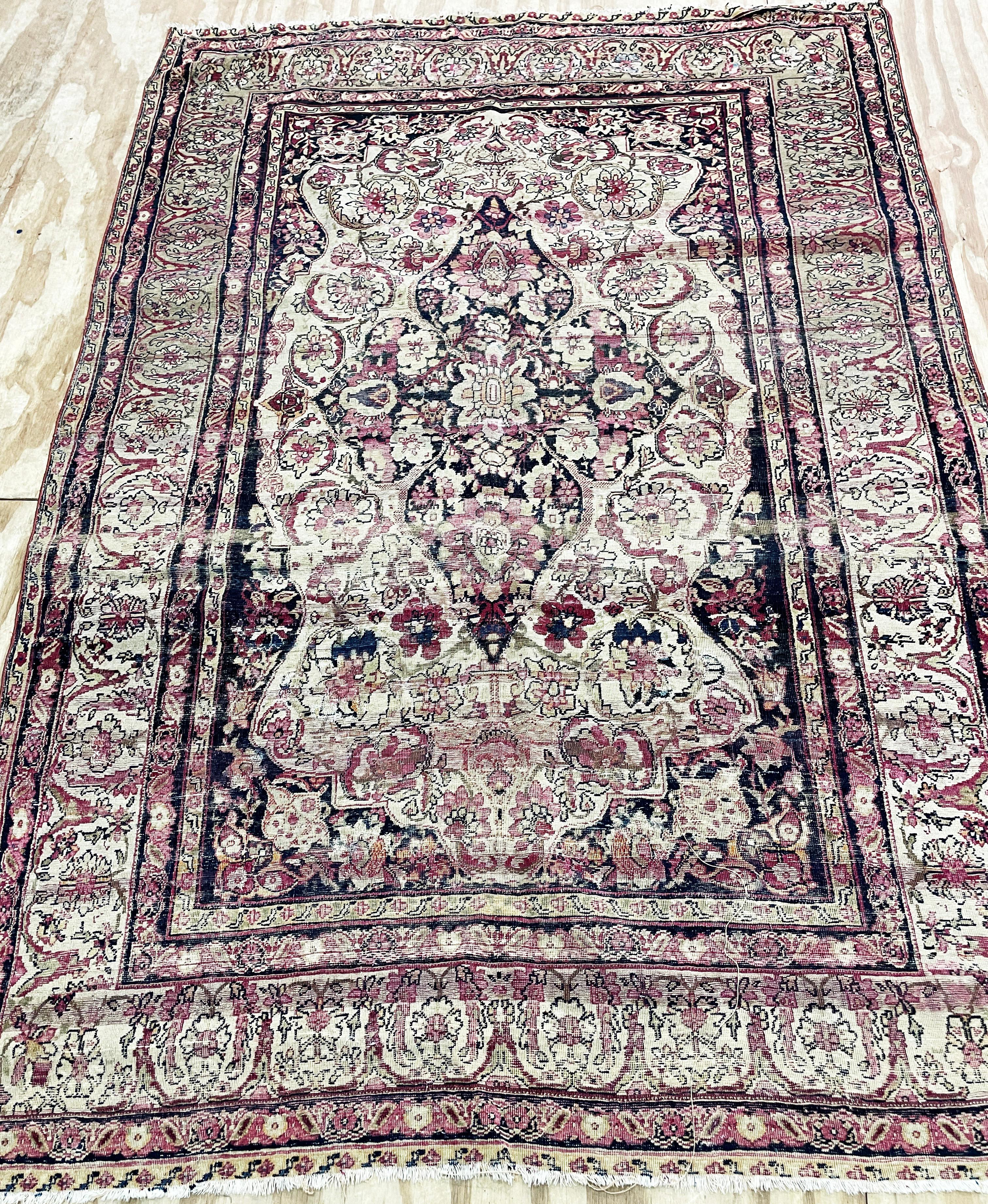Antiker persischer Kermanshah/Laver-Teppich aus Persien, ca. 1880er Jahre, extrem fein  im Angebot 2