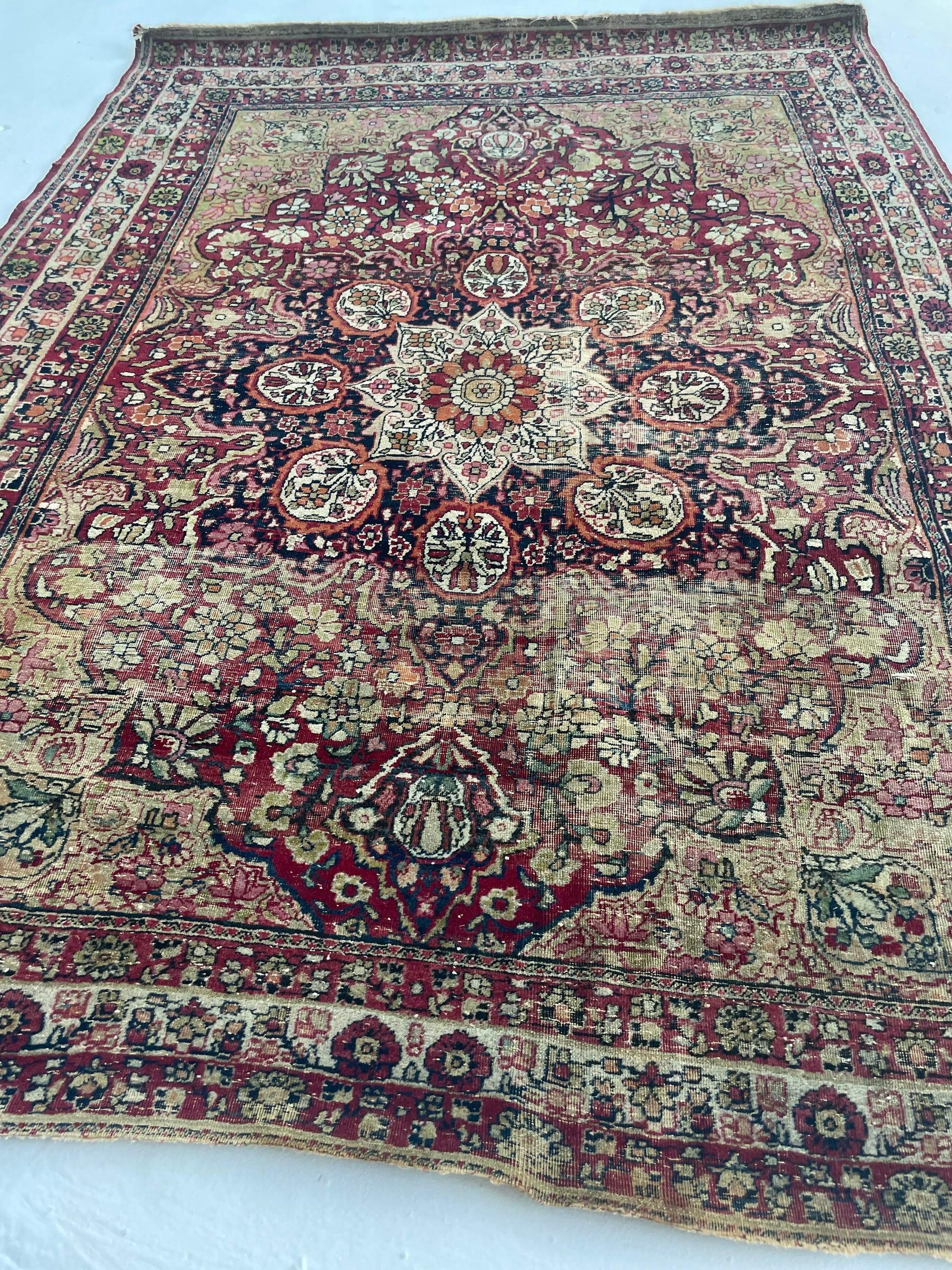 Antique Persian Kermanshah Rug with Unique Squarish Size, c. 1910-20's For Sale 8