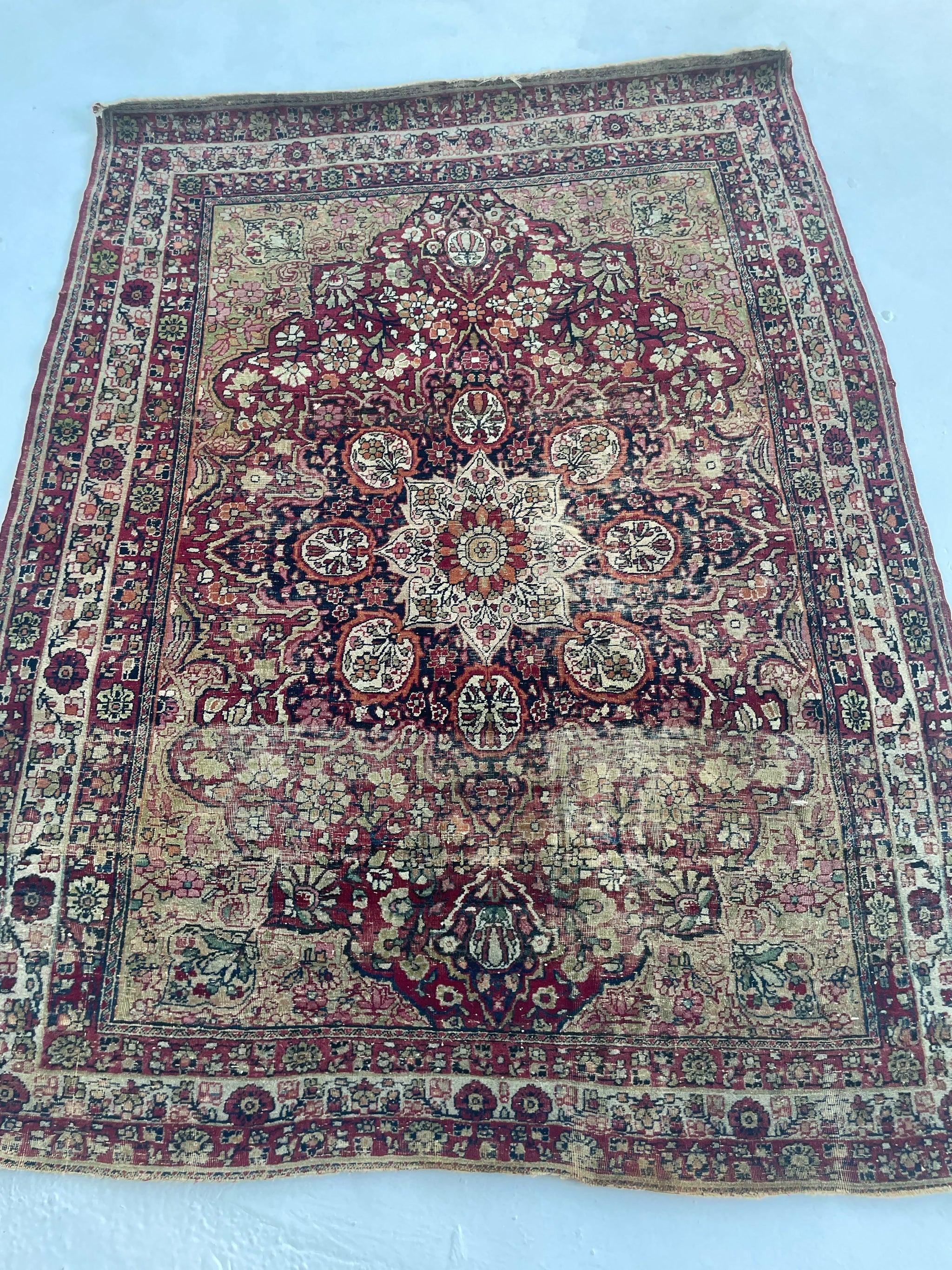 Antique Persian Kermanshah Rug with Unique Squarish Size, c. 1910-20's For Sale 9