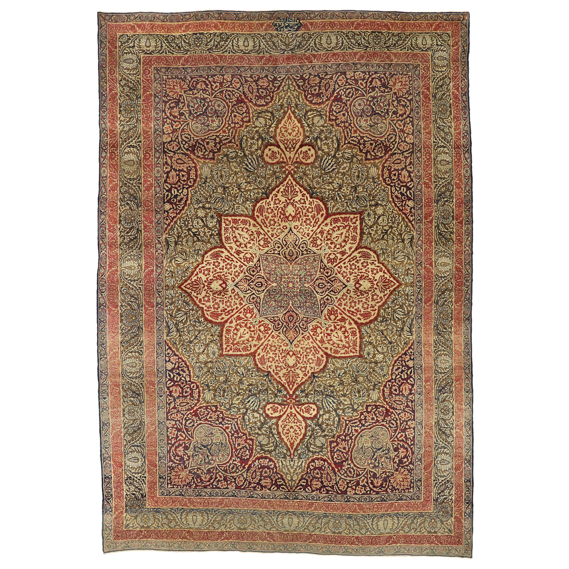 Antique Persian Kermanshah Rug with William Morris Arts & Crafts Style For Sale