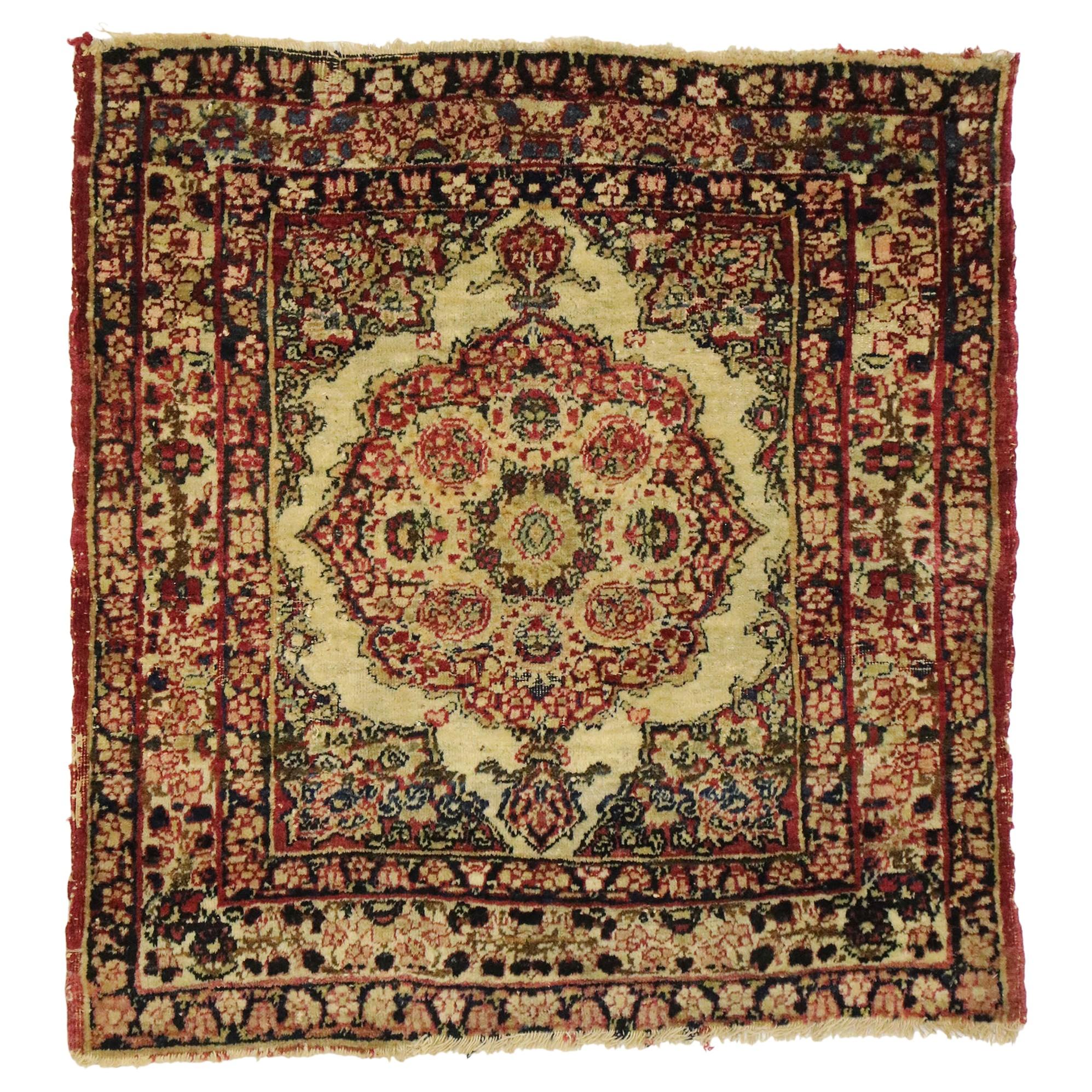 Antique Persian Kermanshah Scatter Rug with Old World Victorian Style