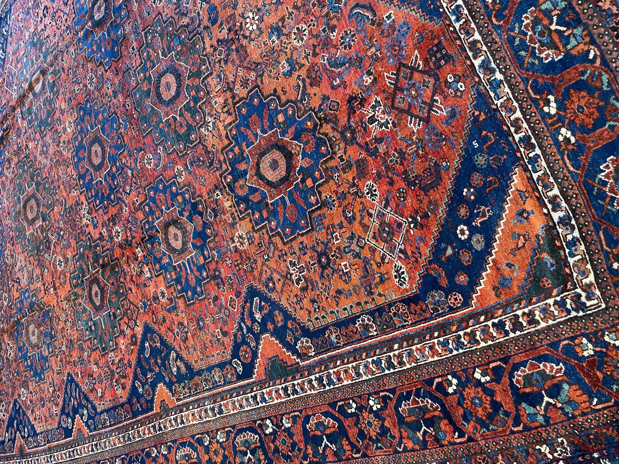 Tabriz Antique Persian Khamseh 'Ghashghaei' 11' 7