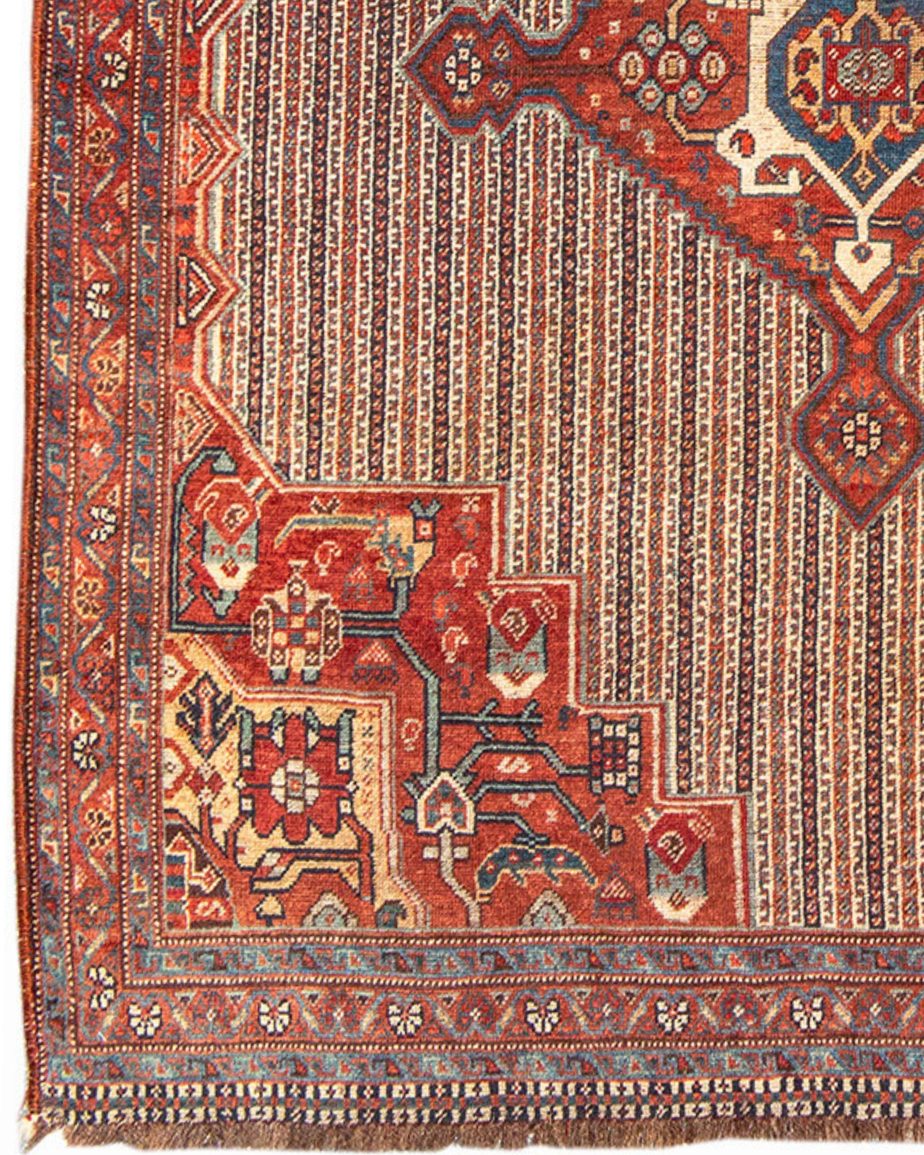 Antique Persian Khamseh Rug, 19th Century In Good Condition For Sale In San Francisco, CA