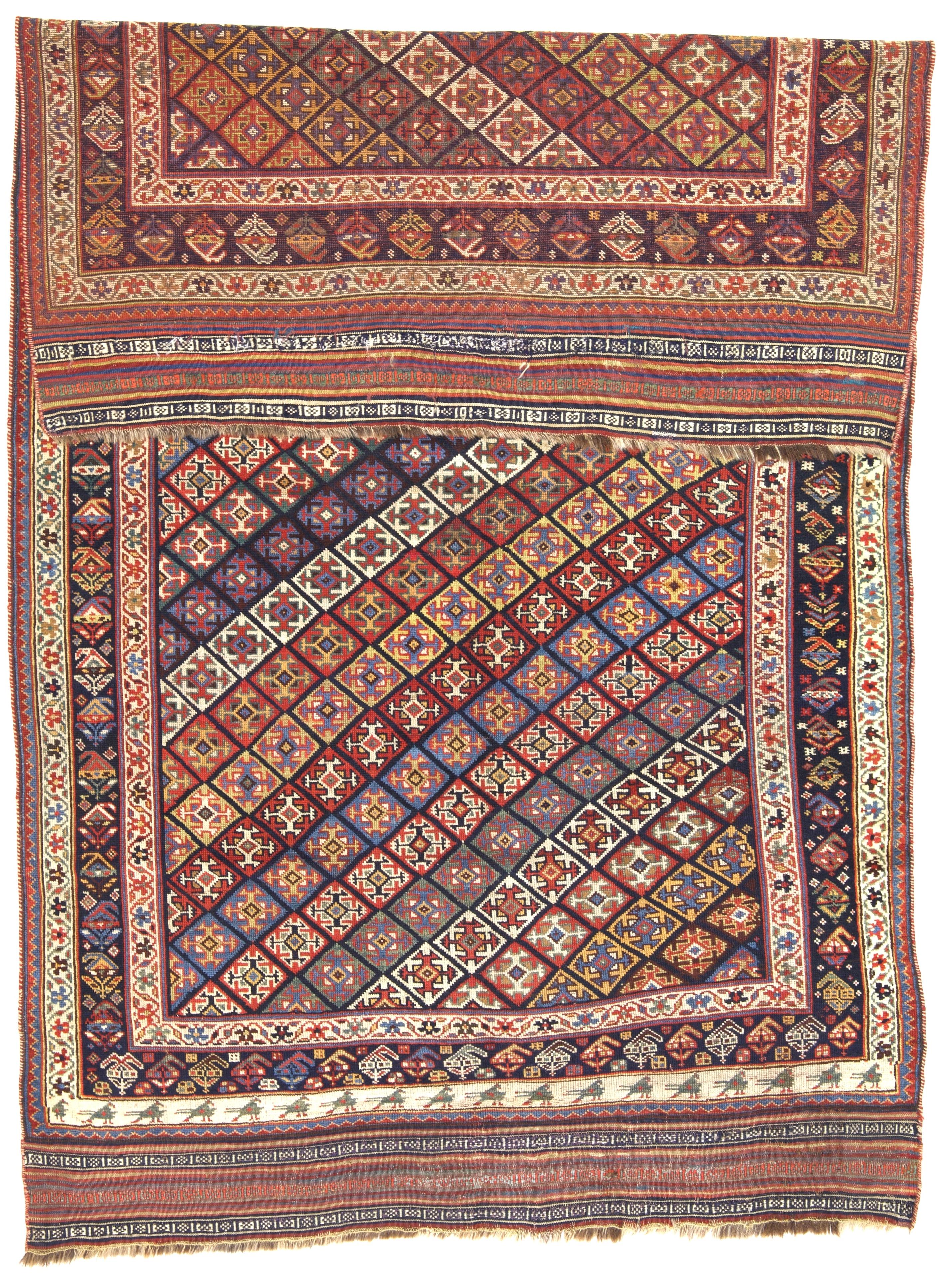 Antiker persischer Khamseh-Teppich 4'9