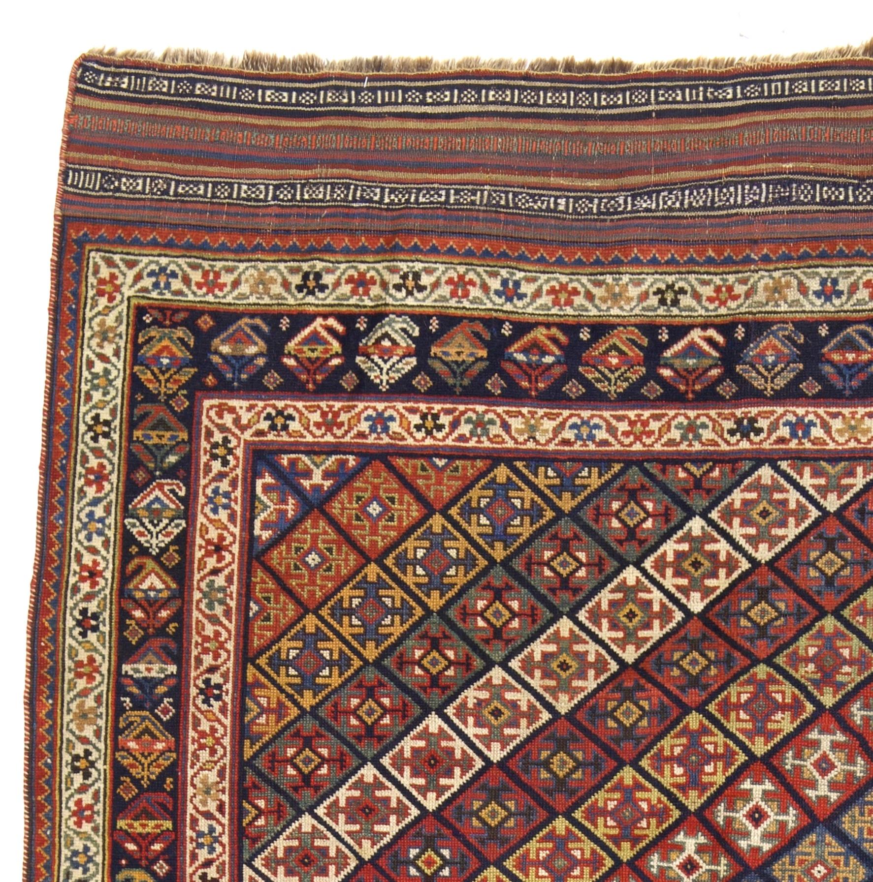 Antiker persischer Khamseh-Teppich 4'9
