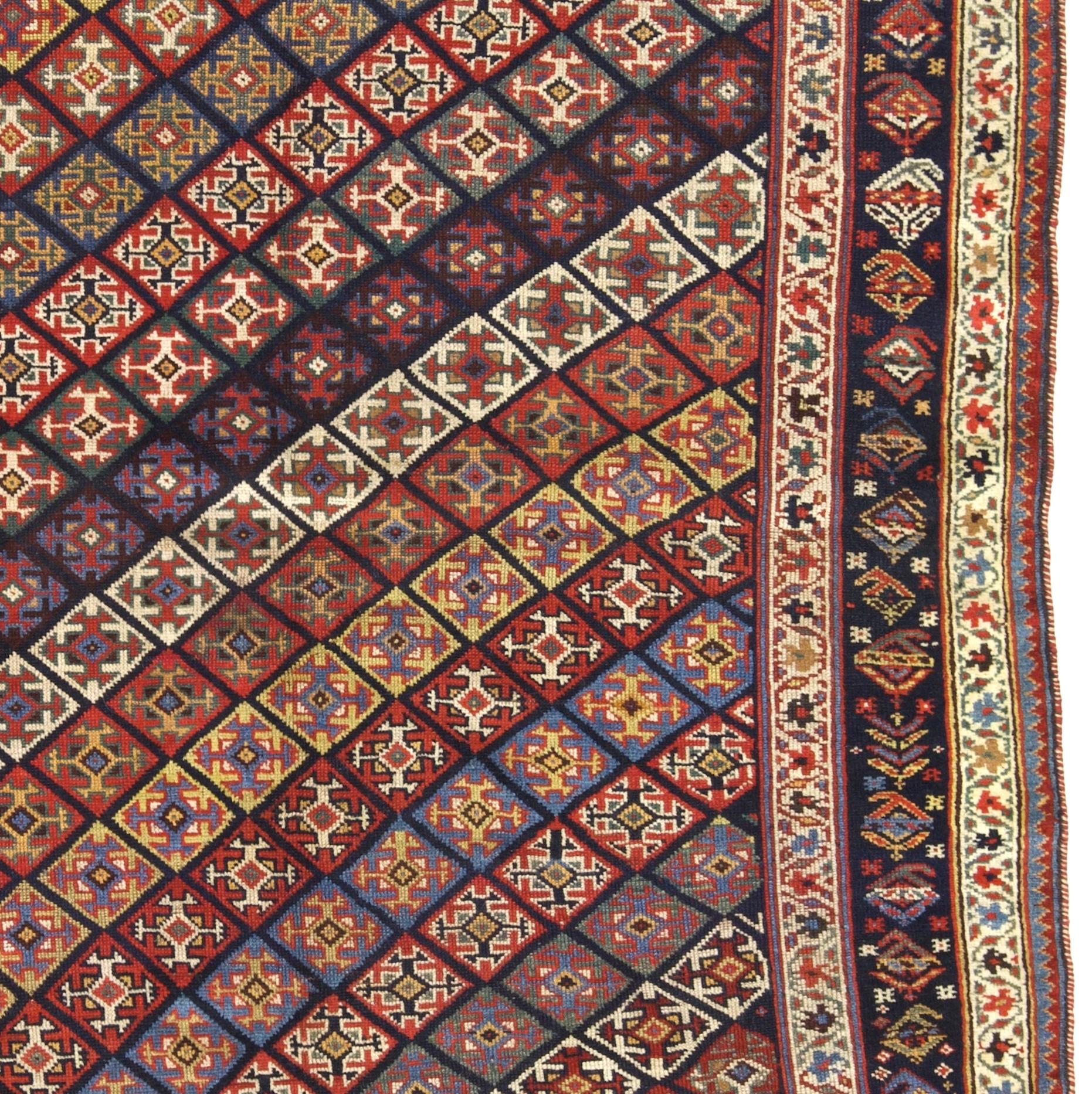 Antiker persischer Khamseh-Teppich 4'9