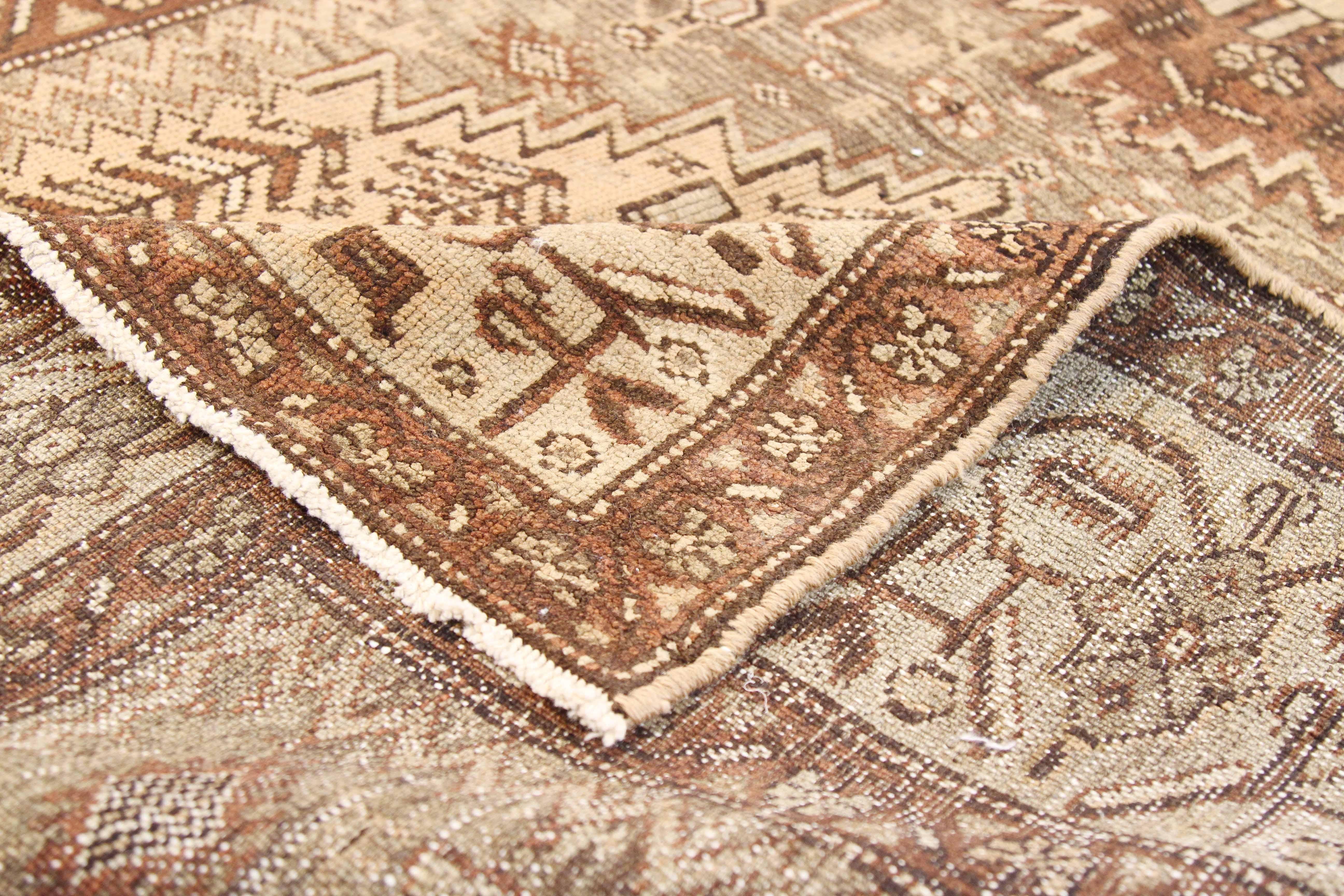 Other Antique Persian Khamseh Rug with Brown and Beige Tribal Central Medallions For Sale