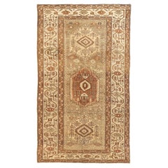 Antiker persischer Khamseh-Teppich mit braunen und beigen Stammesmedaillons in der Mitte