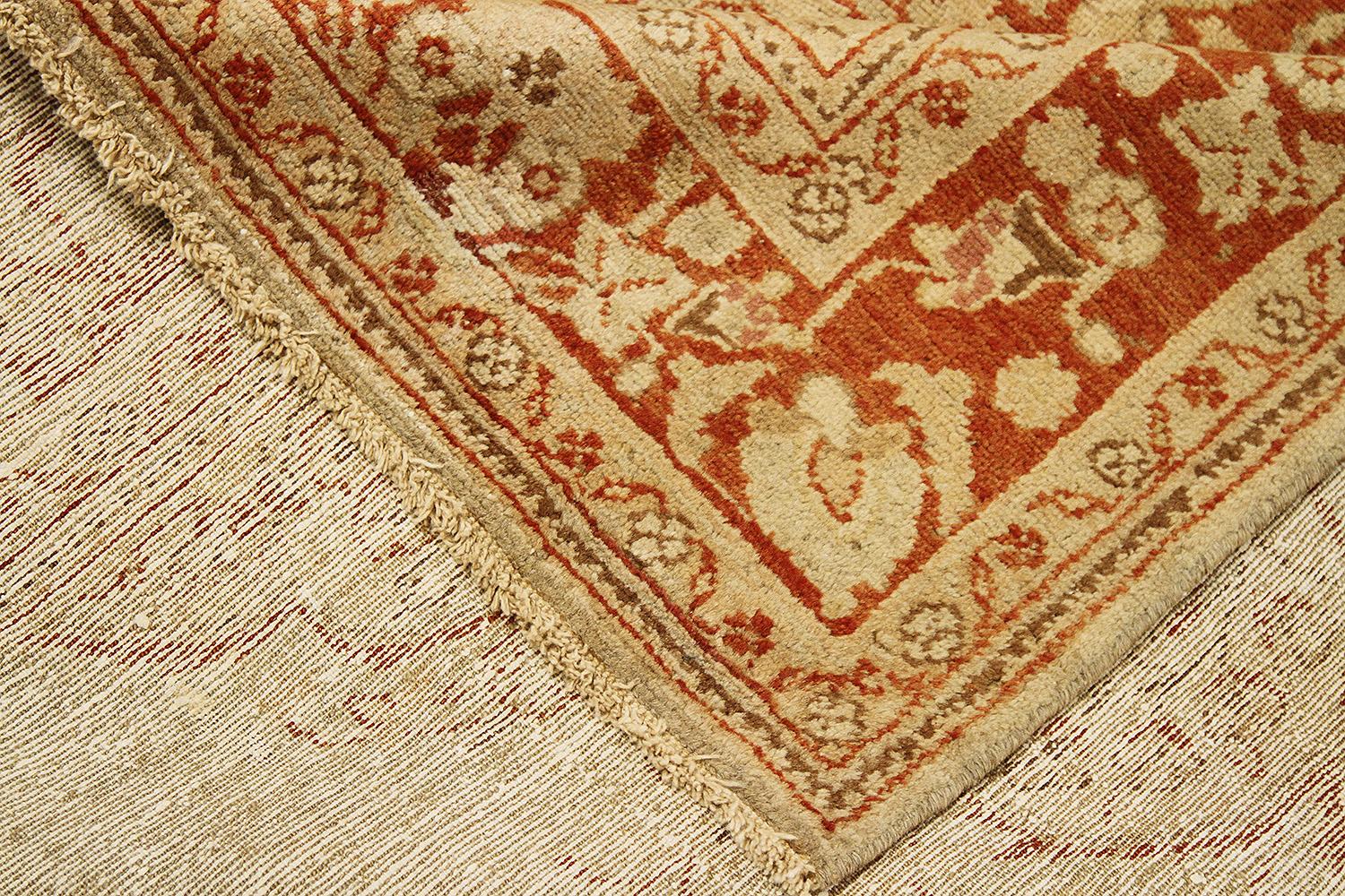 Other Antique Persian Khamseh Rug with Pink and Ivory Floral Details on Brown Field For Sale