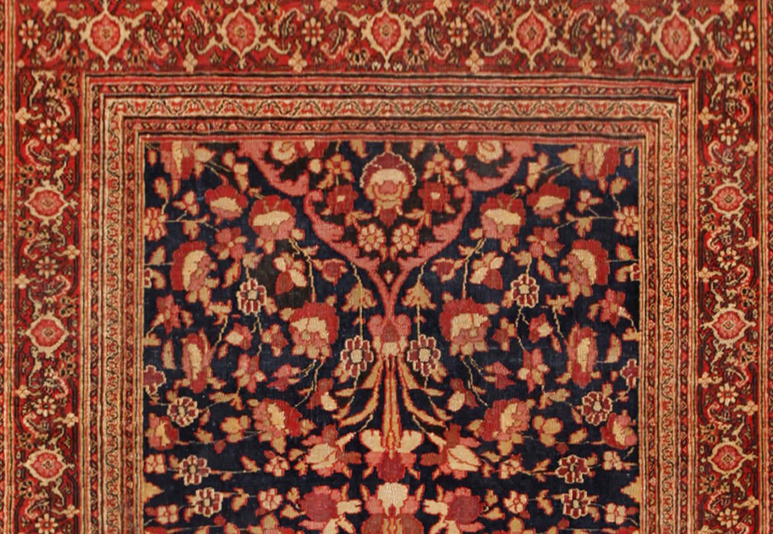 Antique Persian Khorason Oriental Rug in Small Size with Vase Design In Good Condition For Sale In New York, NY