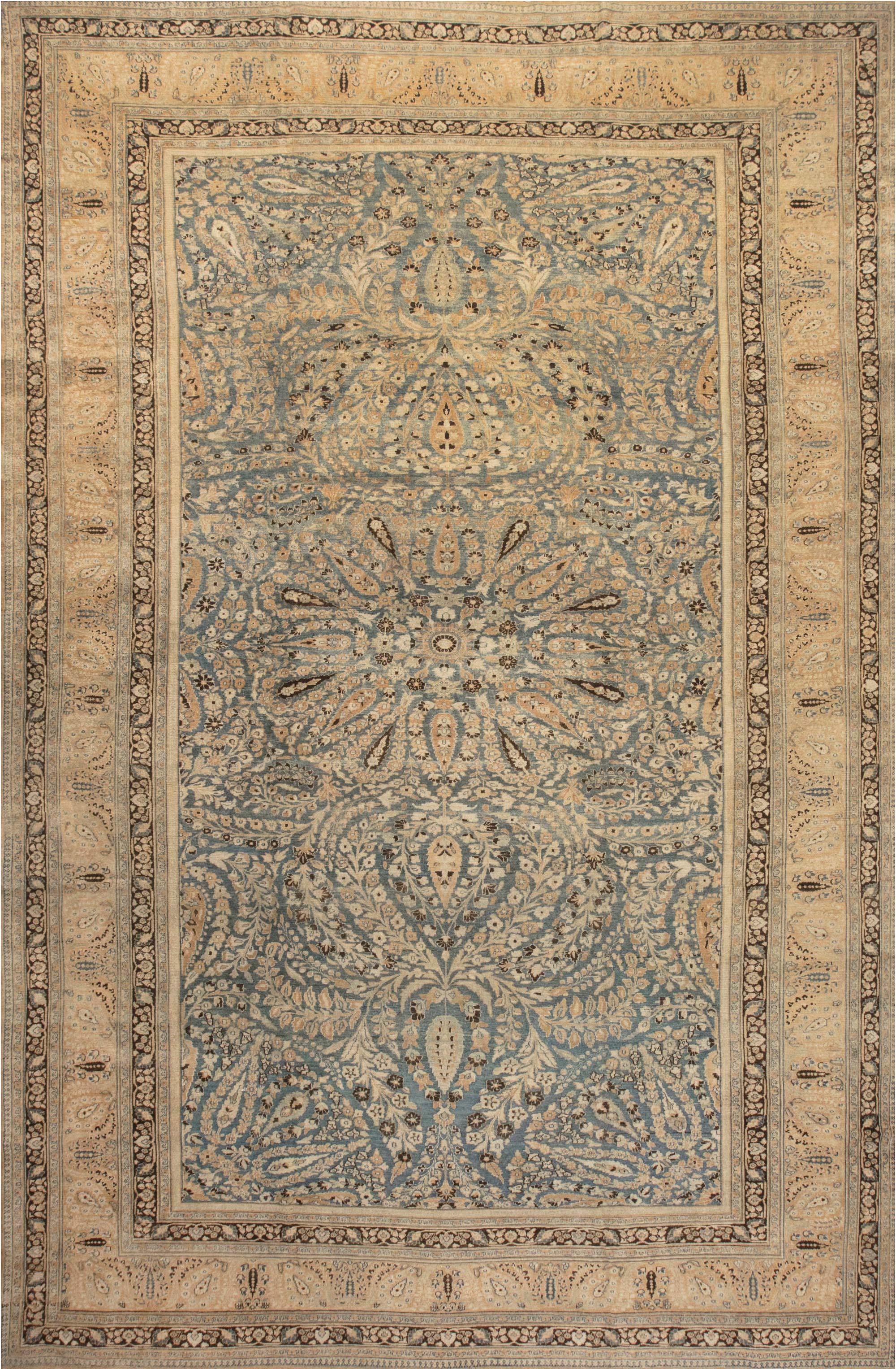 Antique Persian Khorassan Botanic Handmade Wool Rug For Sale
