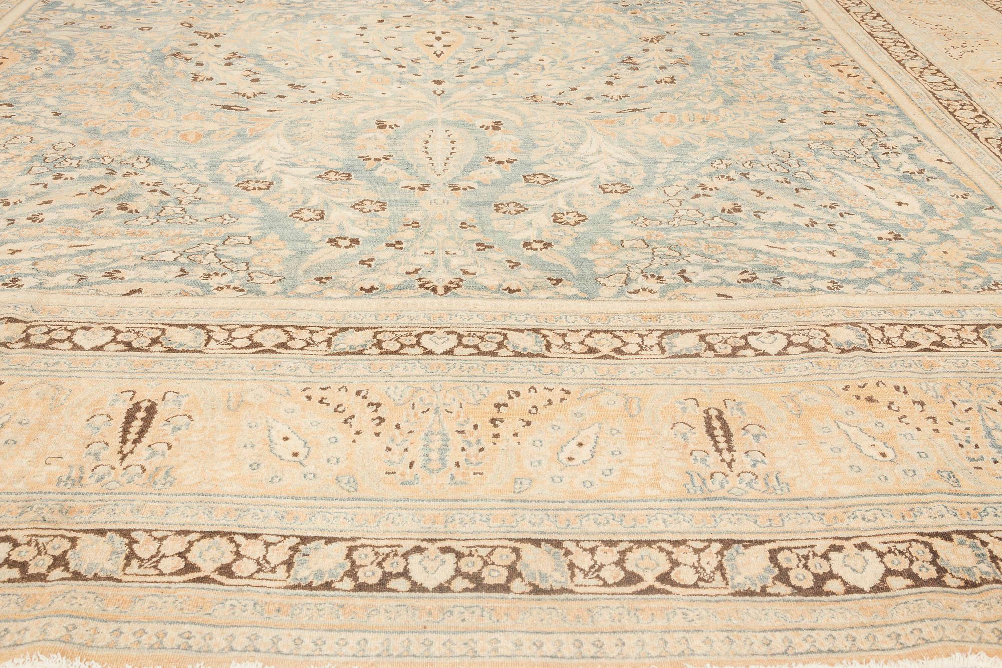 Antique Persian Khorassan Botanic Handmade Wool Rug For Sale 3