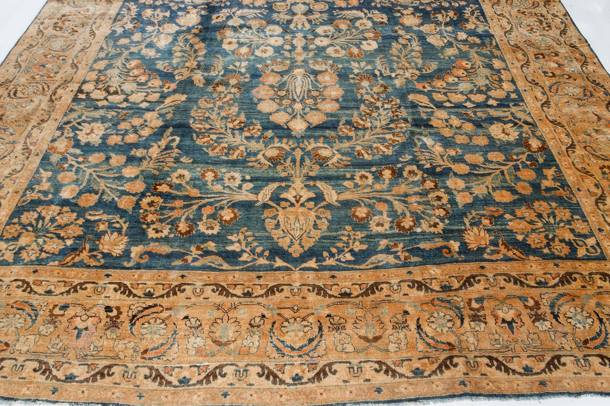Early 20th Century Persian Khorassan Blue Handmade Wool Carpet For Sale 1