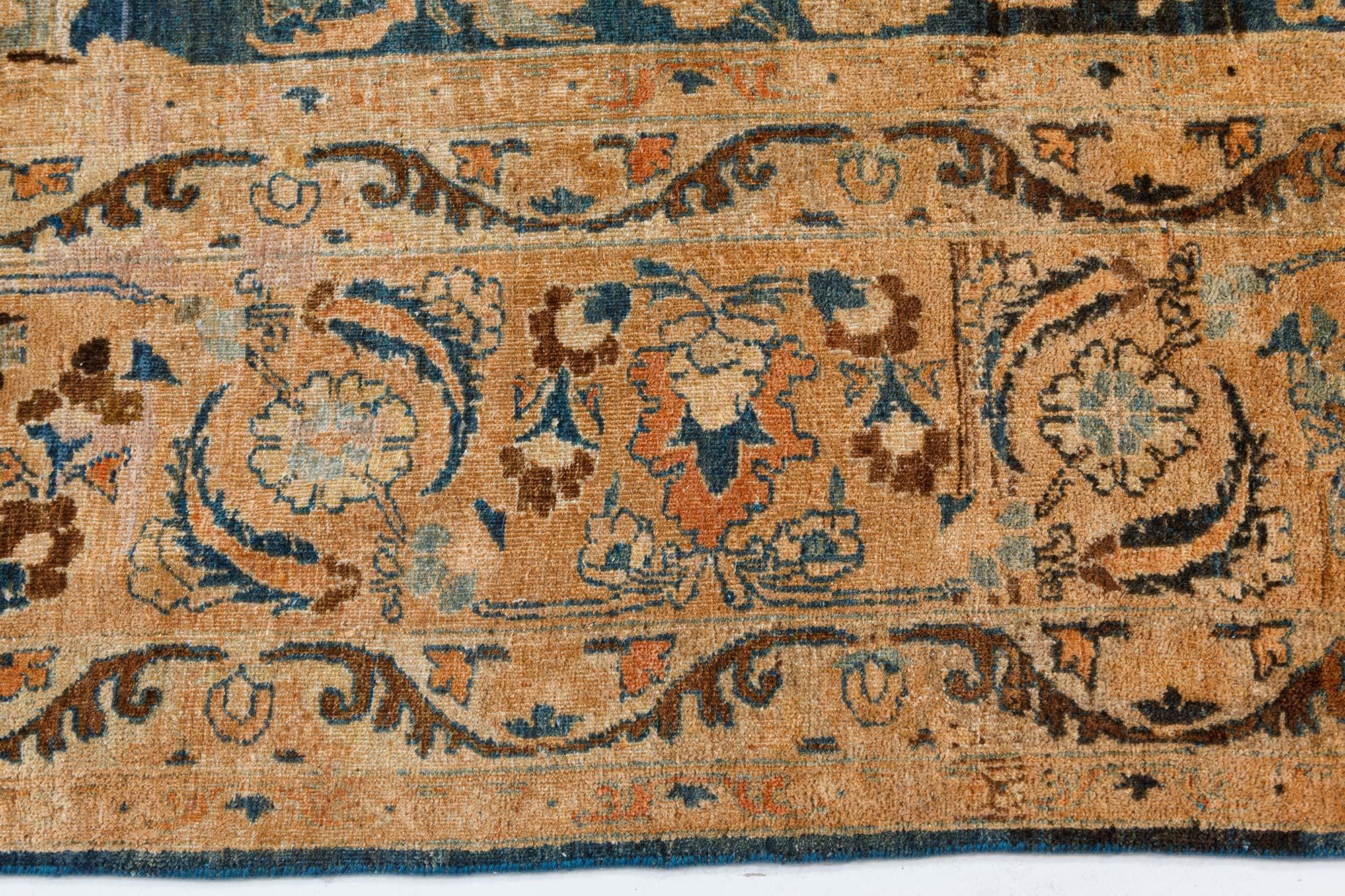 Early 20th Century Persian Khorassan Blue Handmade Wool Carpet For Sale 2