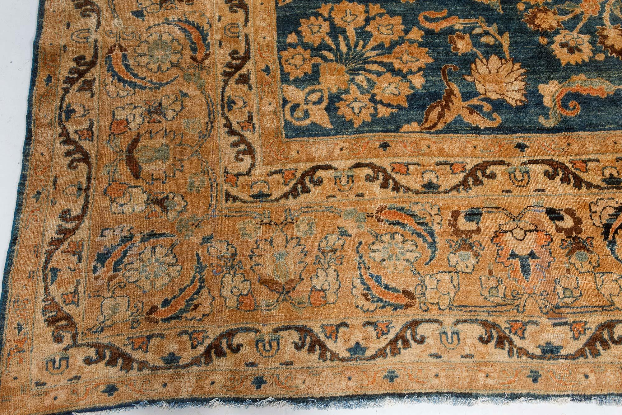 Early 20th Century Persian Khorassan Blue Handmade Wool Carpet For Sale 3