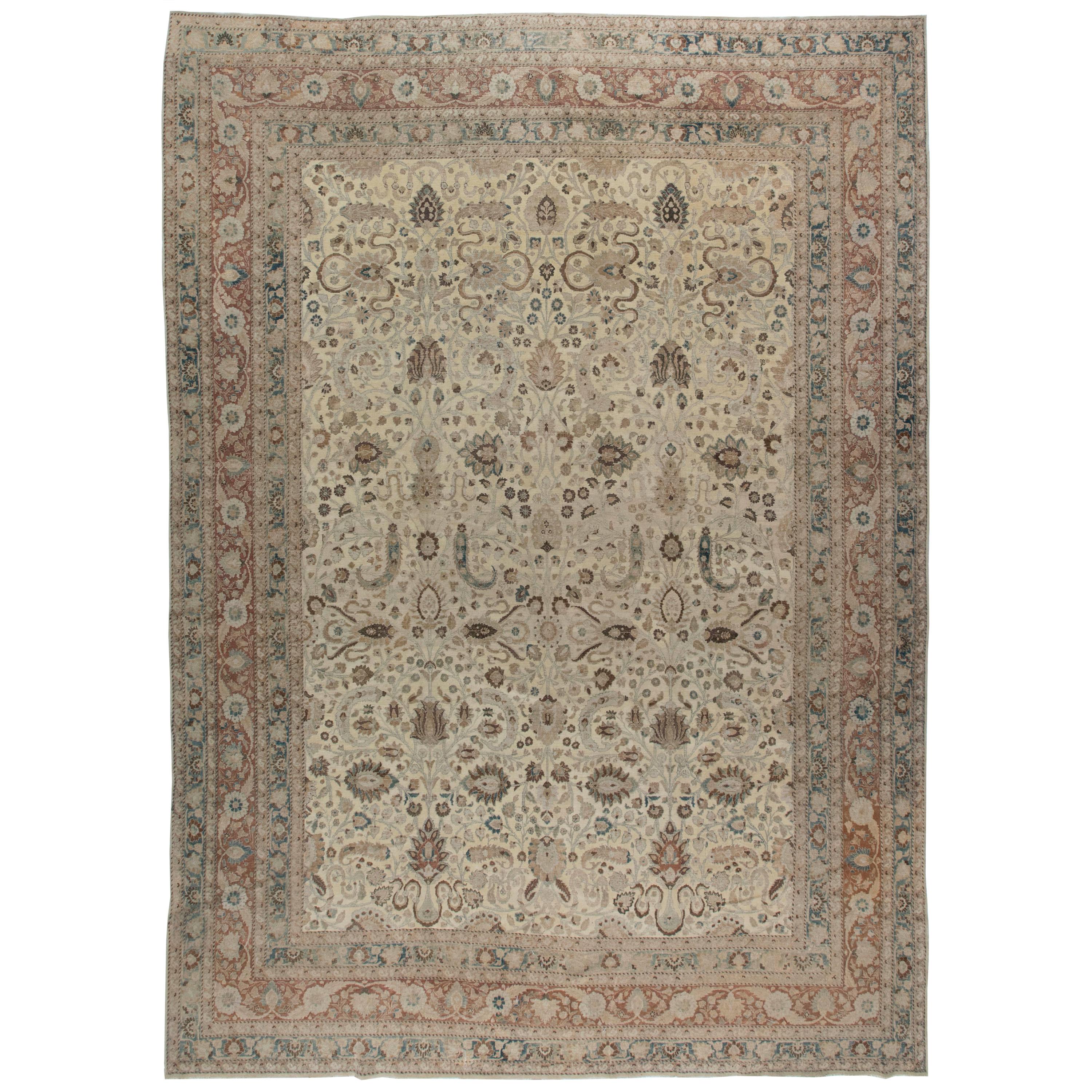 Antique Persian Khorassan Handmade Wool Rug For Sale