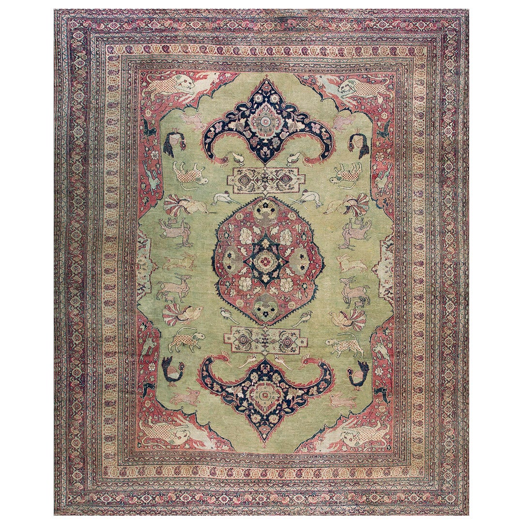 19. Jahrhundert N.E. Persischer Khorassan Moud-Teppich ( 9'9" x 12'2" - 297 x 370 )