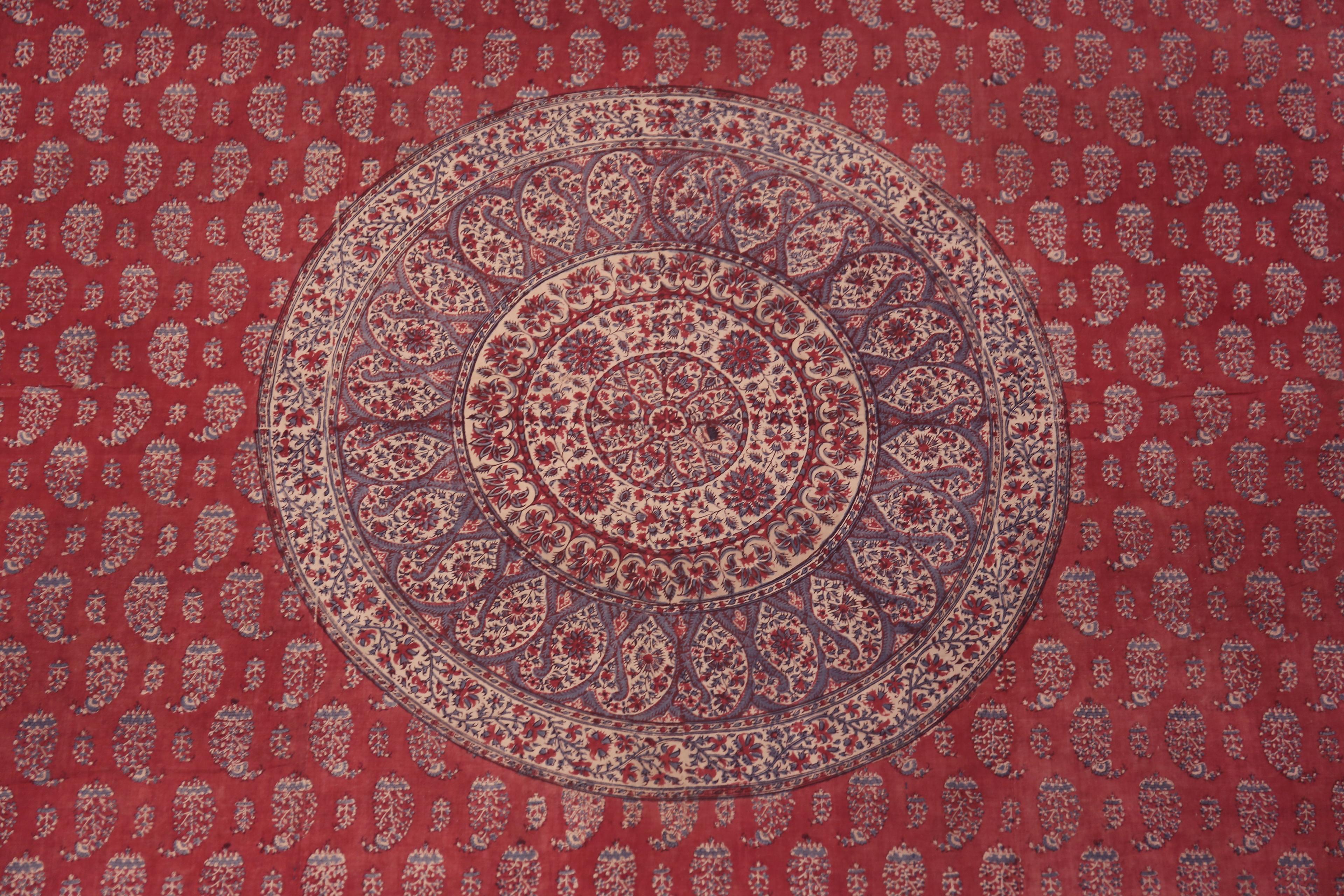 Magnifique textile ancien Khorassan Paisley Design Kalamkari / Qalamkari, Pays d'origine : Perse, Circa Date : Daté de 1882