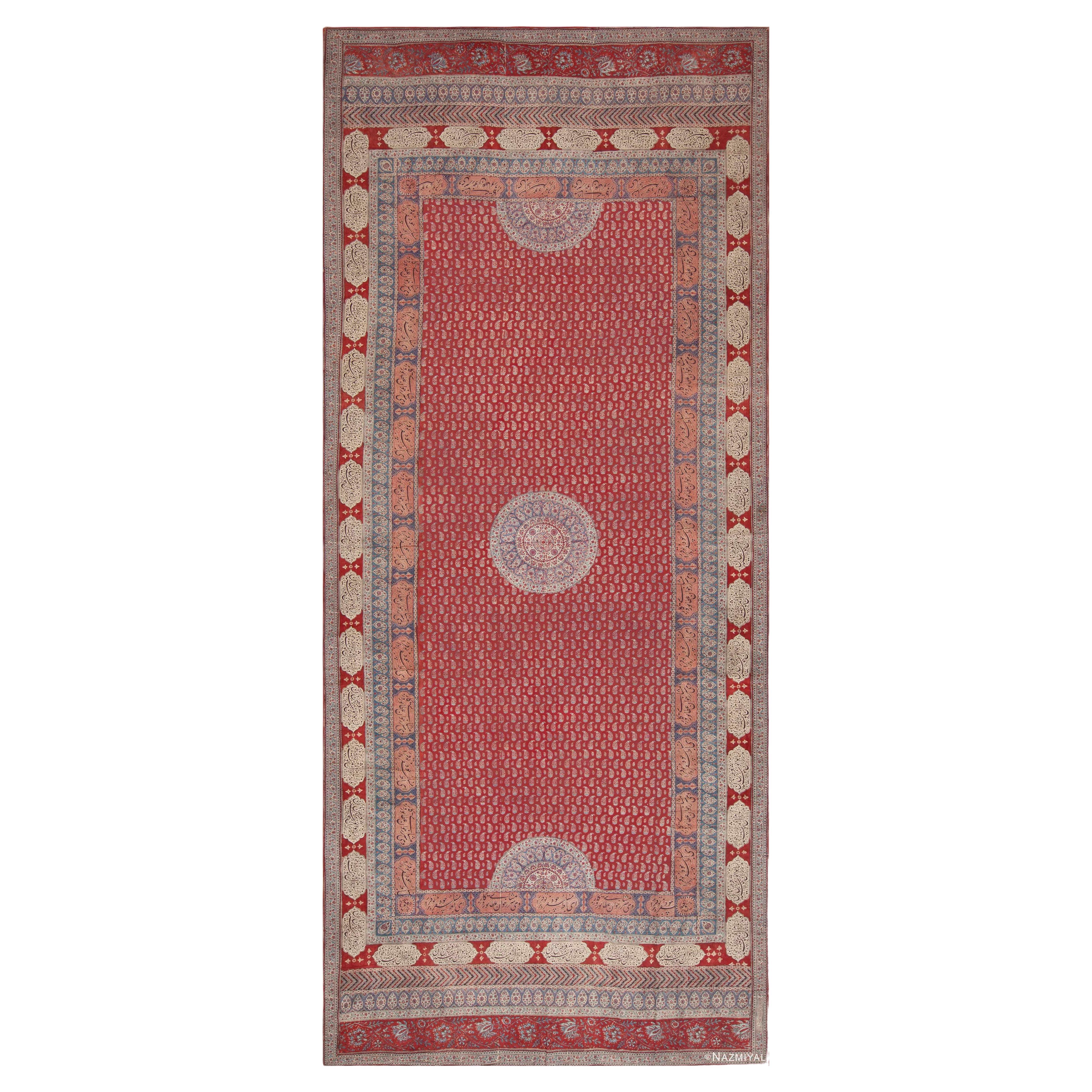 Antique Persian Khorassan Paisley Kalamkari / Qalamkari Textile  6'3" x 14'10" For Sale